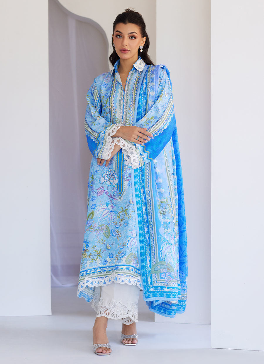 Zadie Blue Shirt And Dupatta