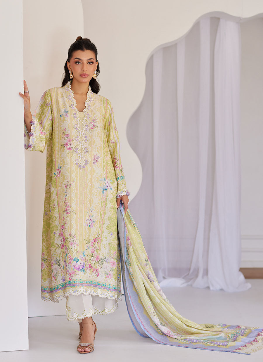 Elowyn Kiwi Shirt And Dupatta