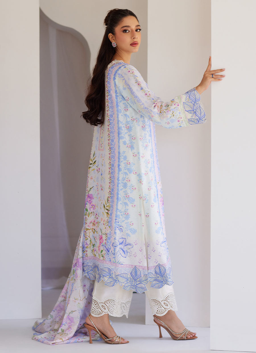 Zorya Ice Blue Shirt And Dupatta