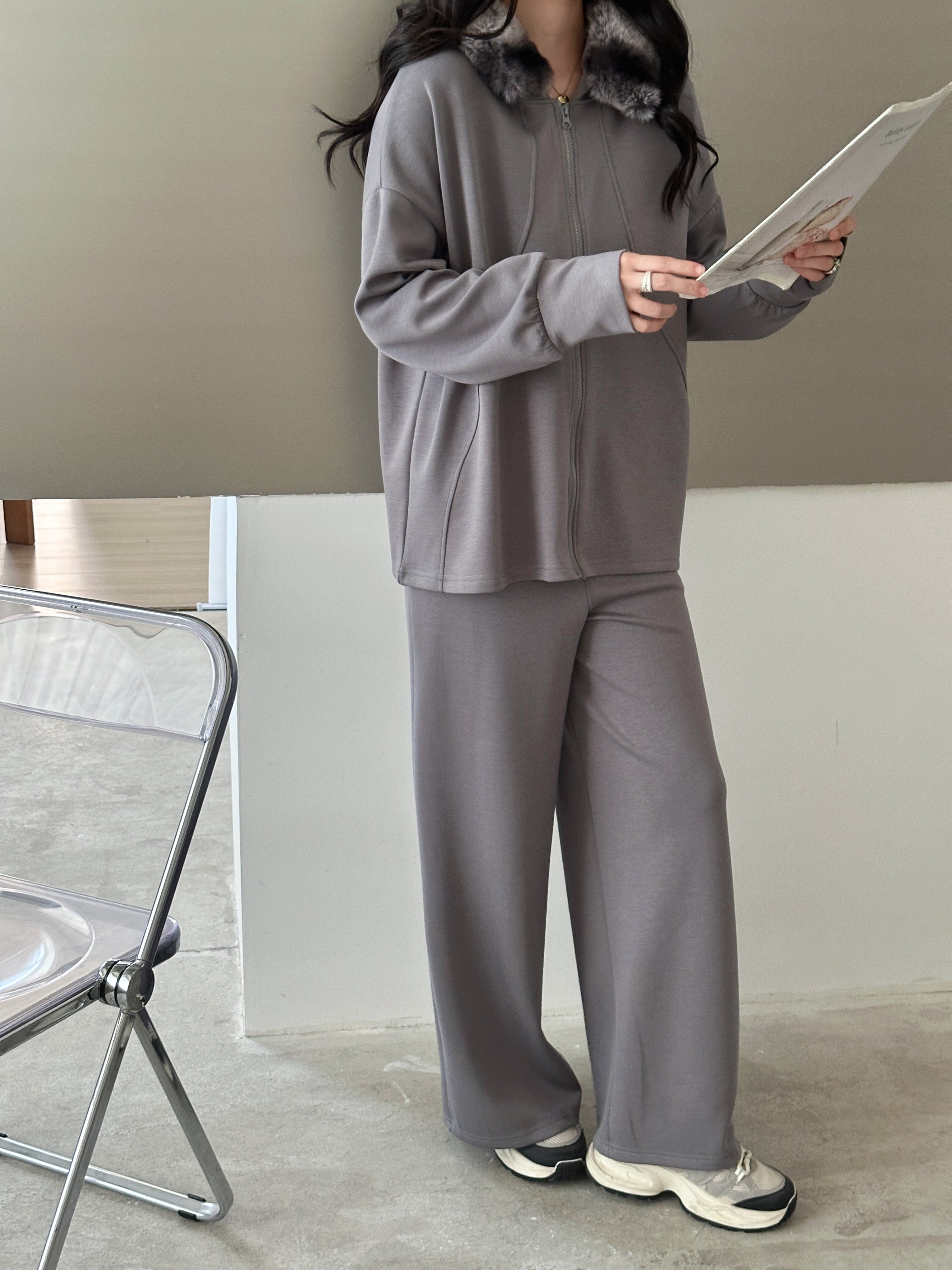 Erin Modal Suit with Faux Rabbit Hoodie