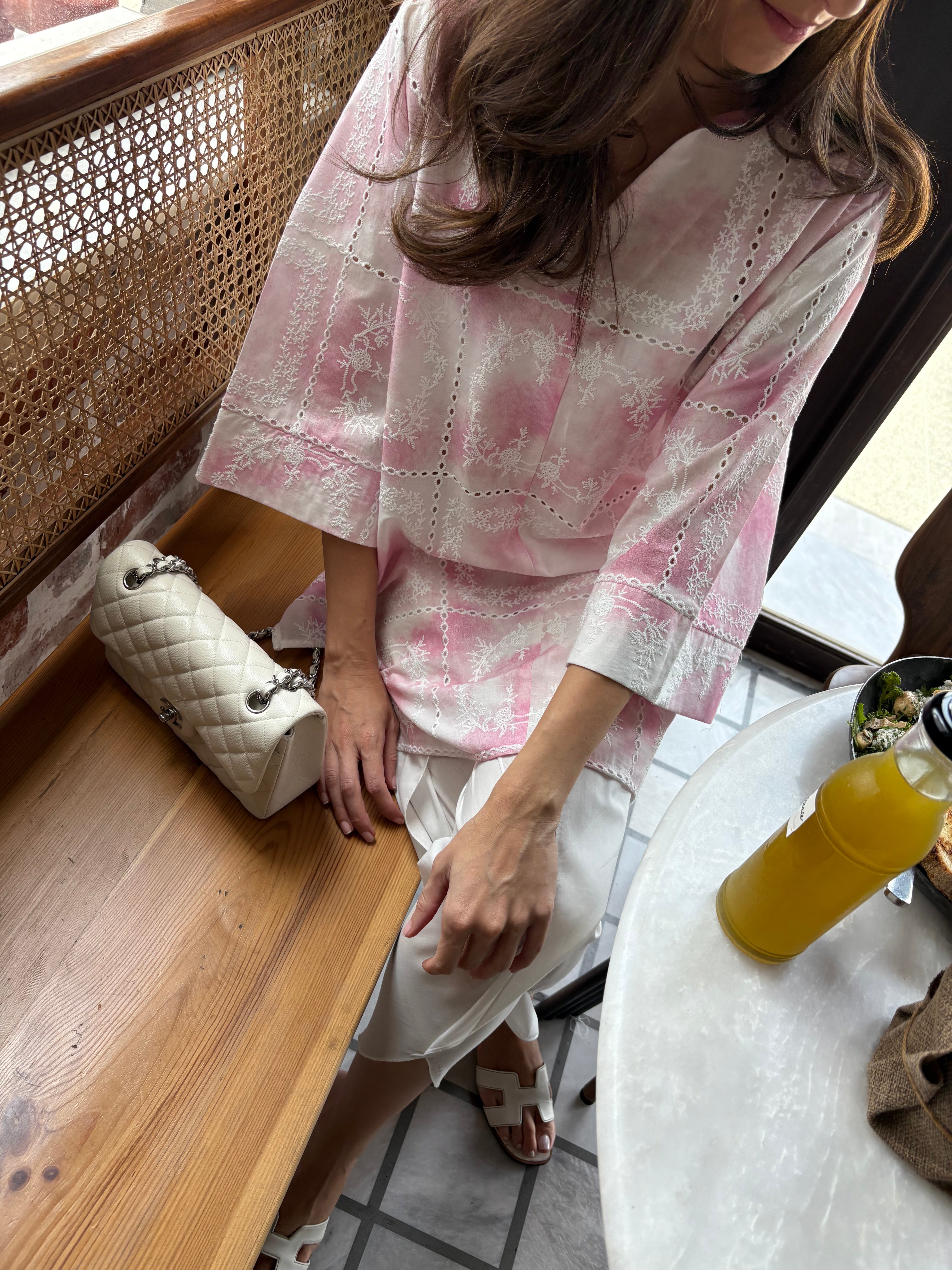 PINK TIE & DYE CHIKANKARI TOBY SET