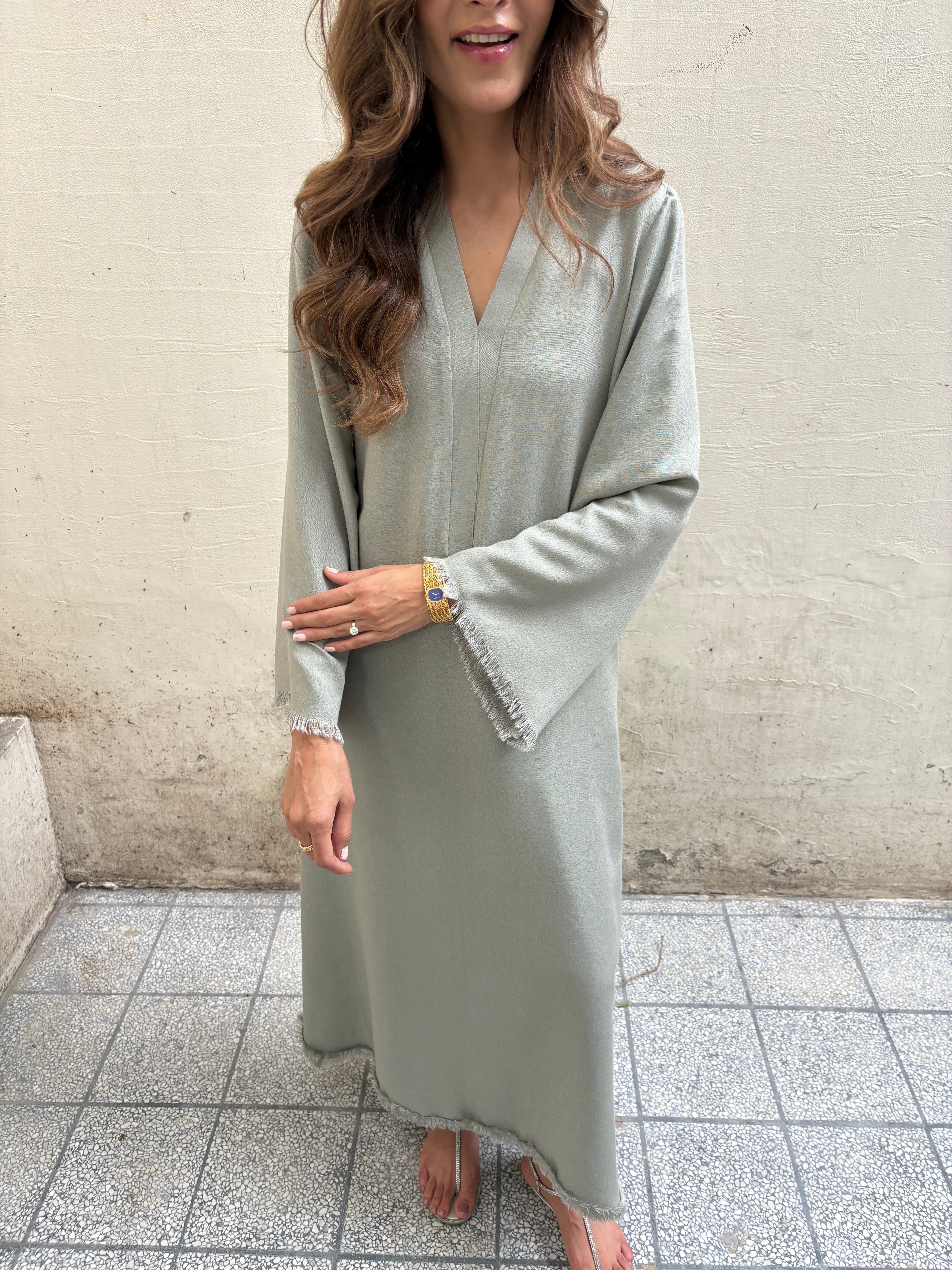 MUTED GREY-GREEN DHAAGA SET