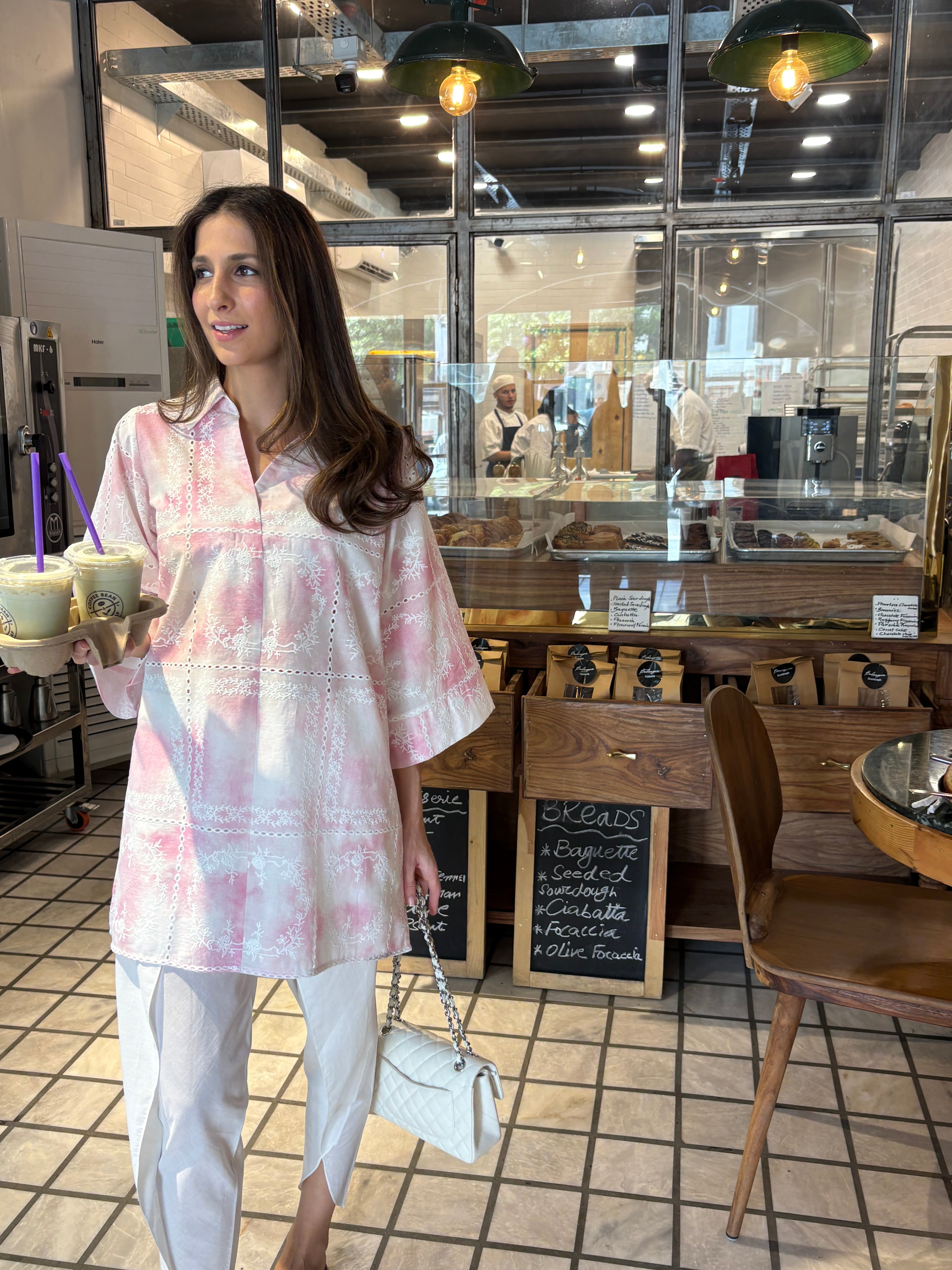 PINK TIE & DYE CHIKANKARI TOBY SET