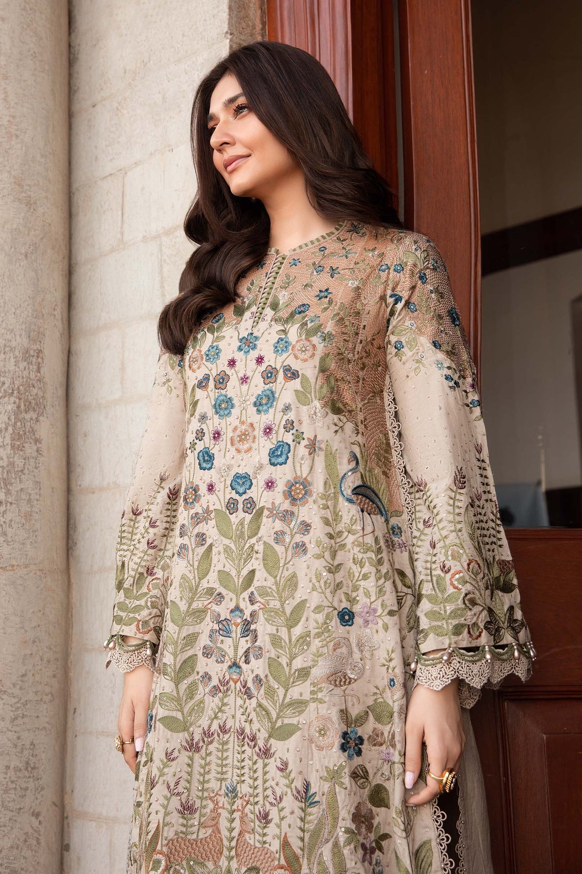 Maria B Winter Luxe collection 2024 - 3 Piece Unstitched Embroidered Linen Suit | DL-1211