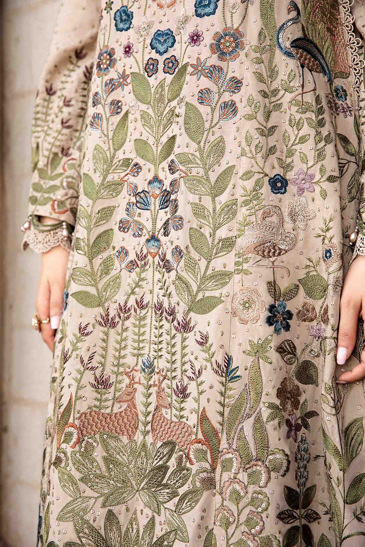 Maria B Winter Luxe collection 2024 - 3 Piece Unstitched Embroidered Linen Suit | DL-1211