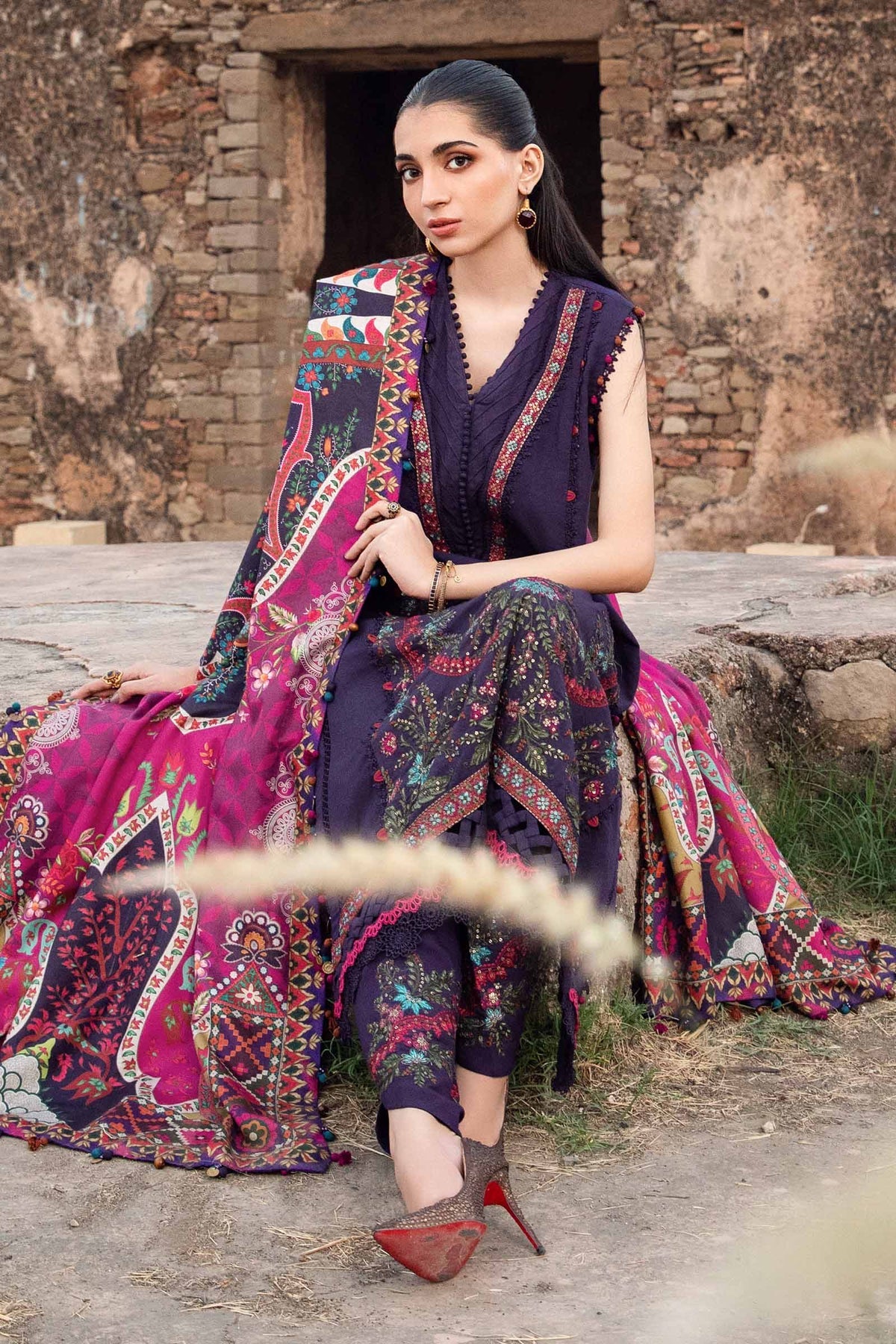 MARIA.B - 3 Piece Unstitched Printed Linen Suit | MPT-2402-A