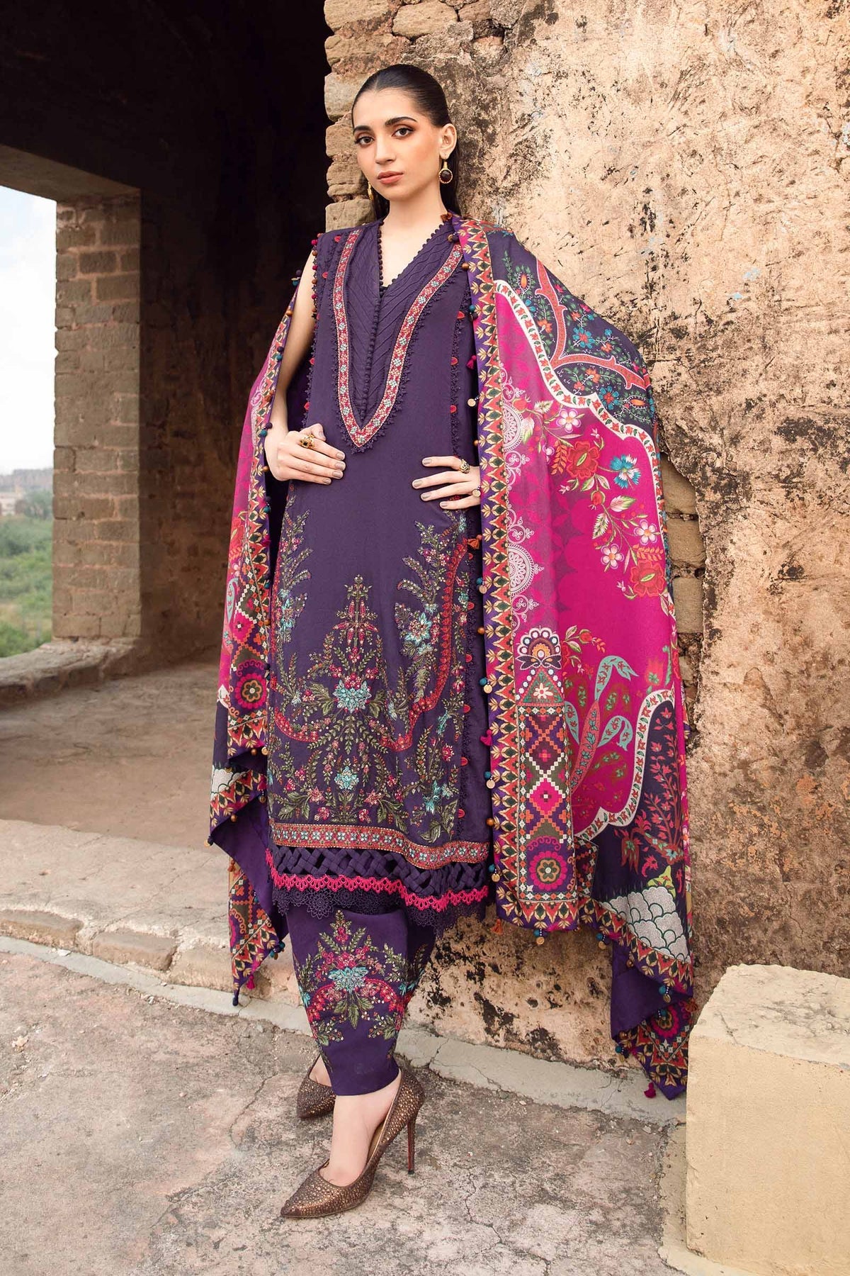 MARIA.B - 3 Piece Unstitched Printed Linen Suit | MPT-2402-A