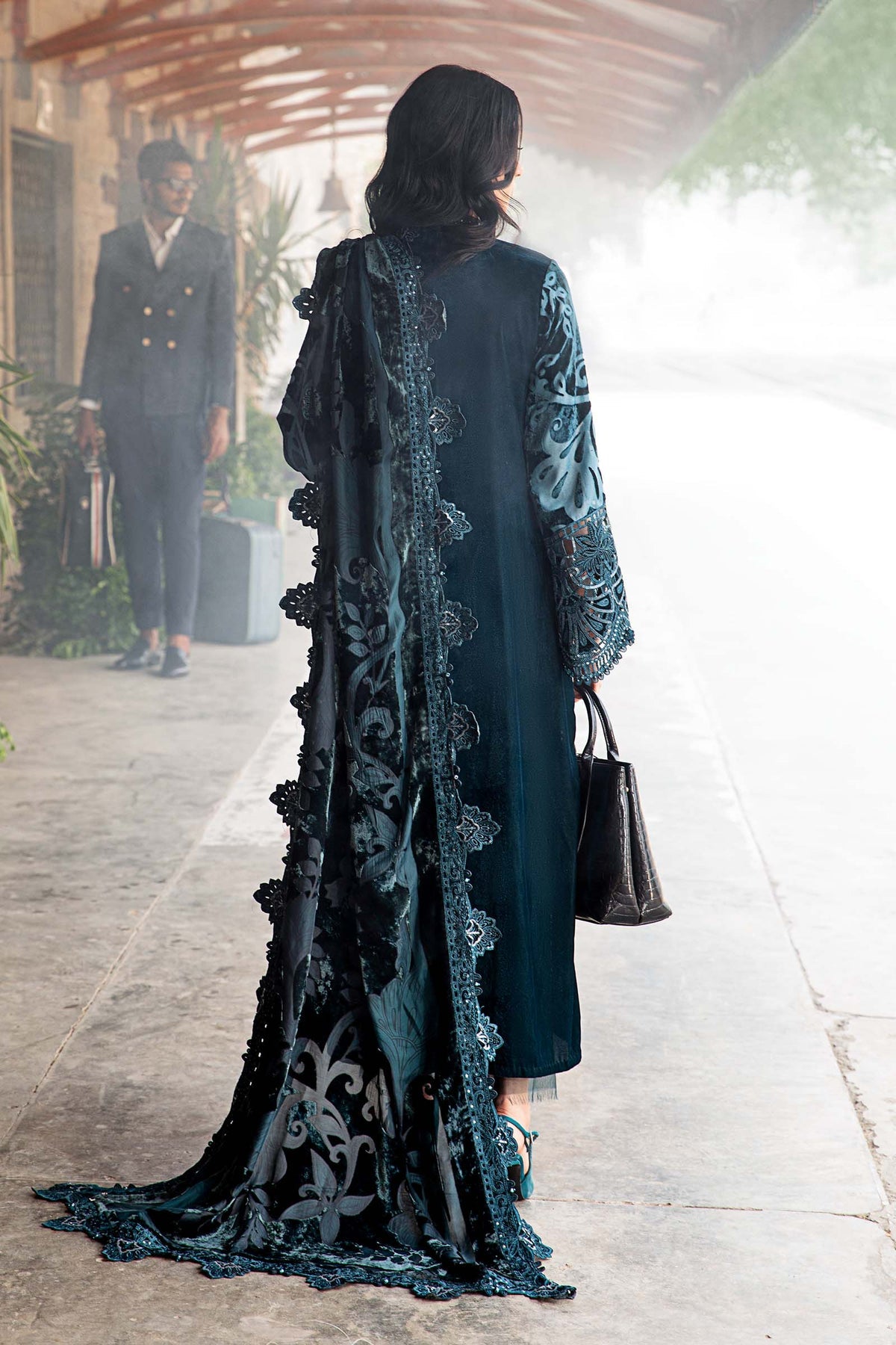 Maria B Winter Luxe collection 2024 - 3 Piece Unstitched Embroidered Palachi Suit | DL-1203