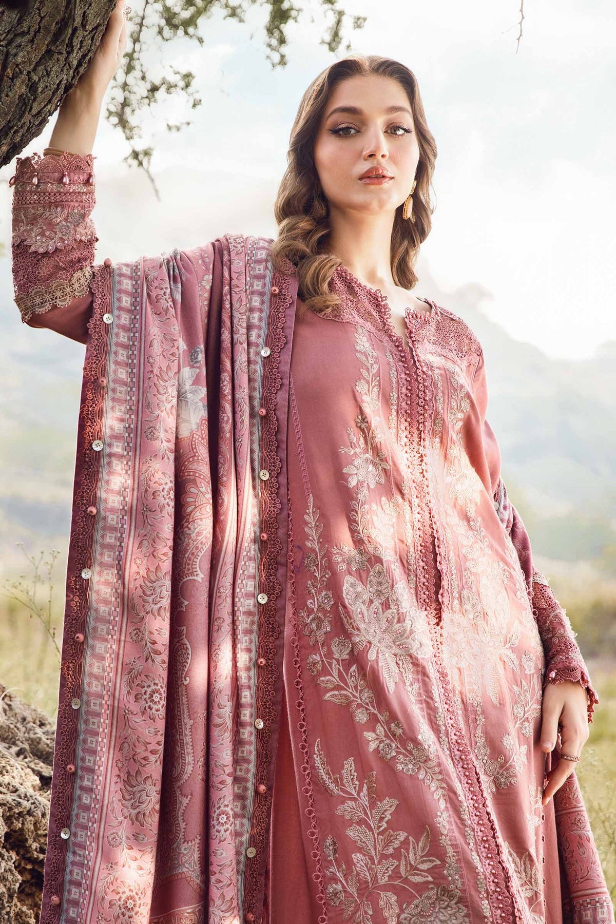 MARIA.B - 3 Piece Unstitched Printed Linen Suit | MPT-2404-A