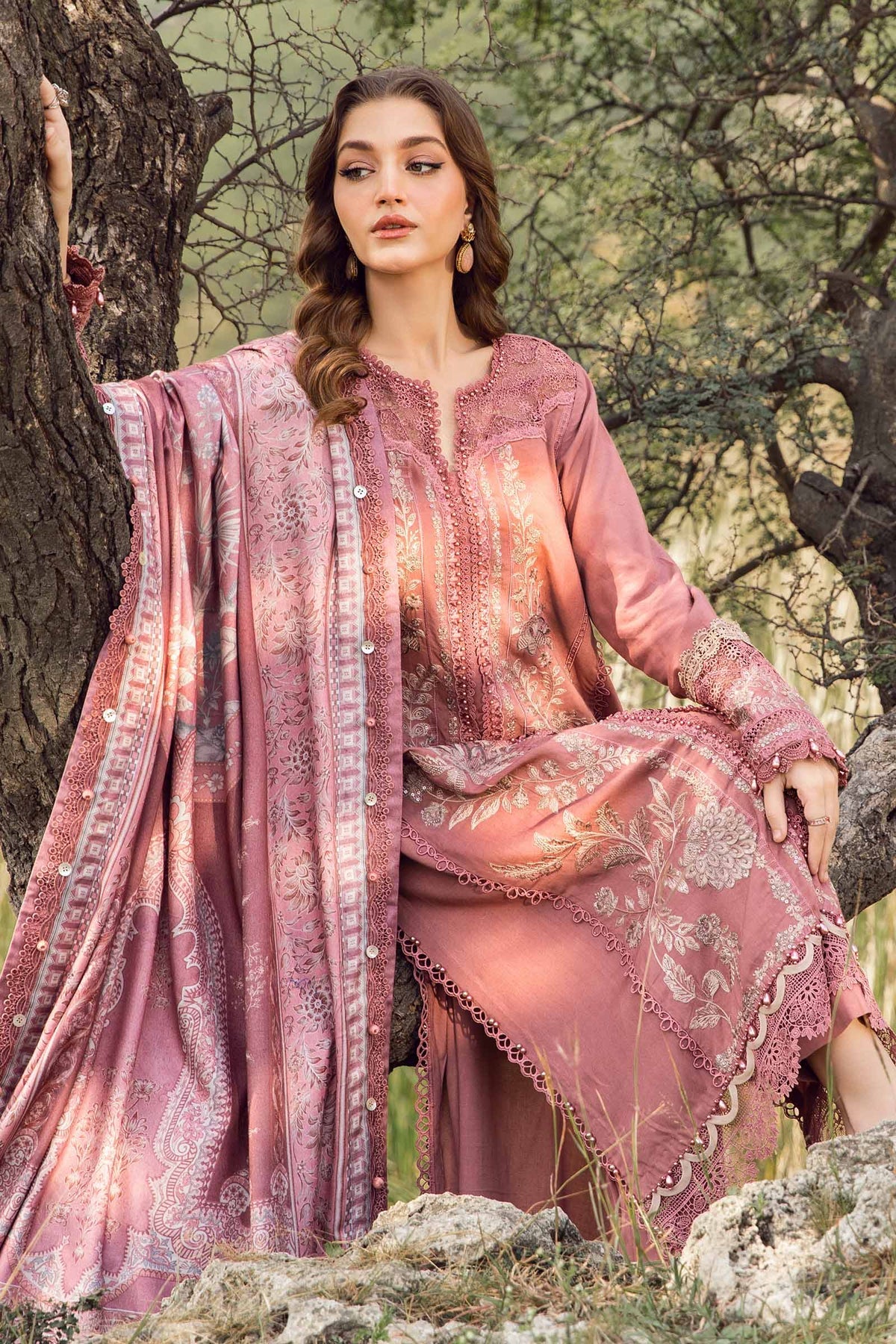 MARIA.B - 3 Piece Unstitched Printed Linen Suit | MPT-2404-A