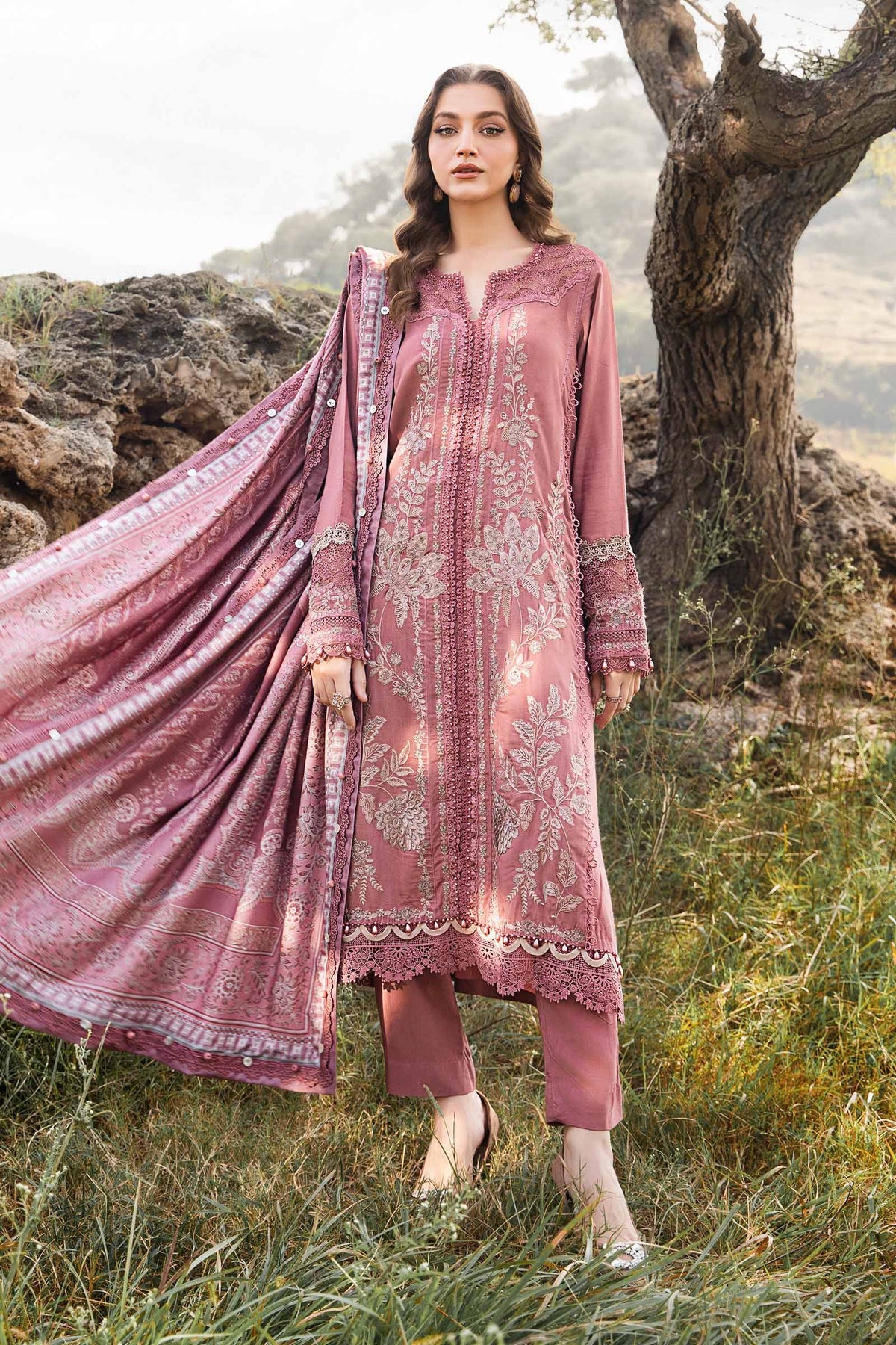MARIA.B - 3 Piece Unstitched Printed Linen Suit | MPT-2404-A