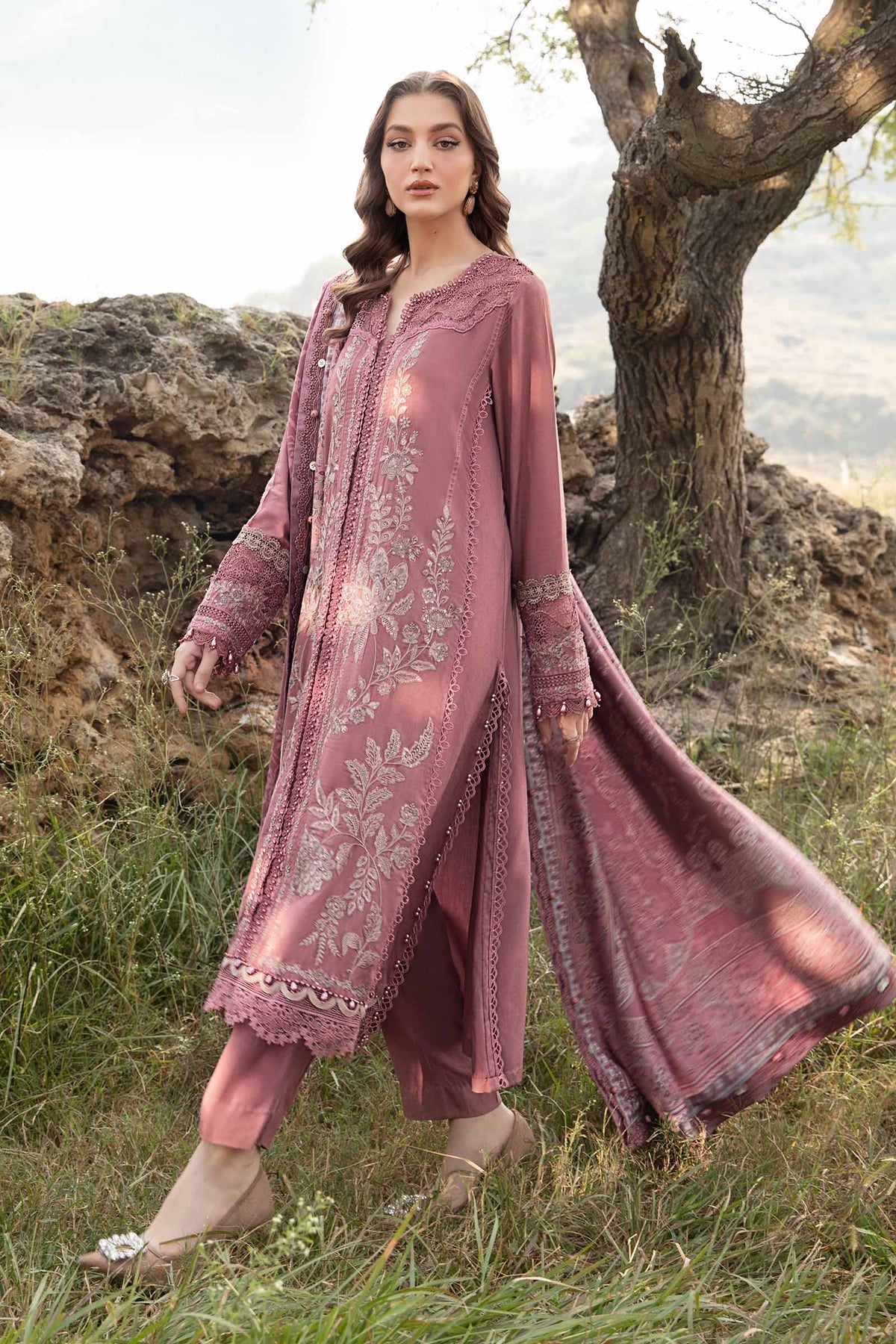 MARIA.B - 3 Piece Unstitched Printed Linen Suit | MPT-2404-A