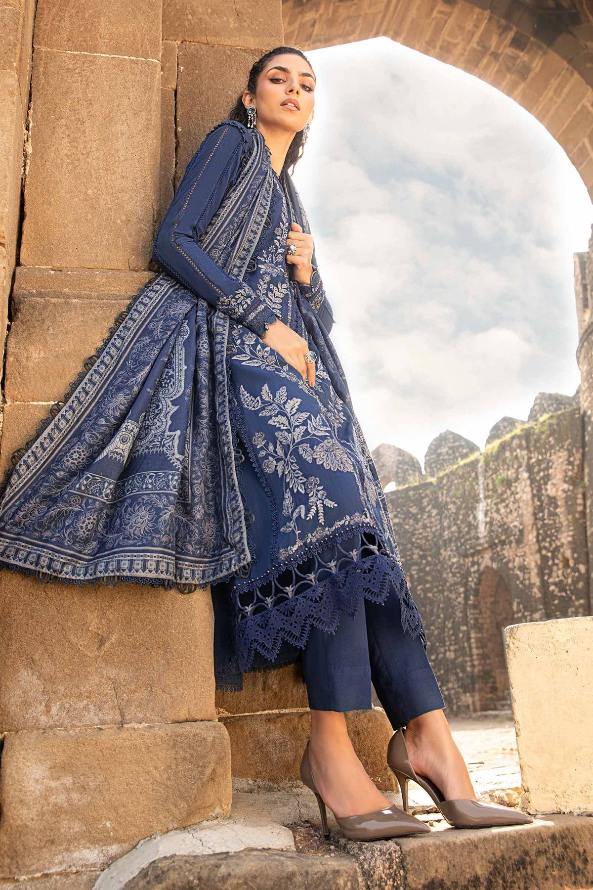 MARIA.B - 3 Piece Unstitched Printed Linen Suit | MPT-2404-B