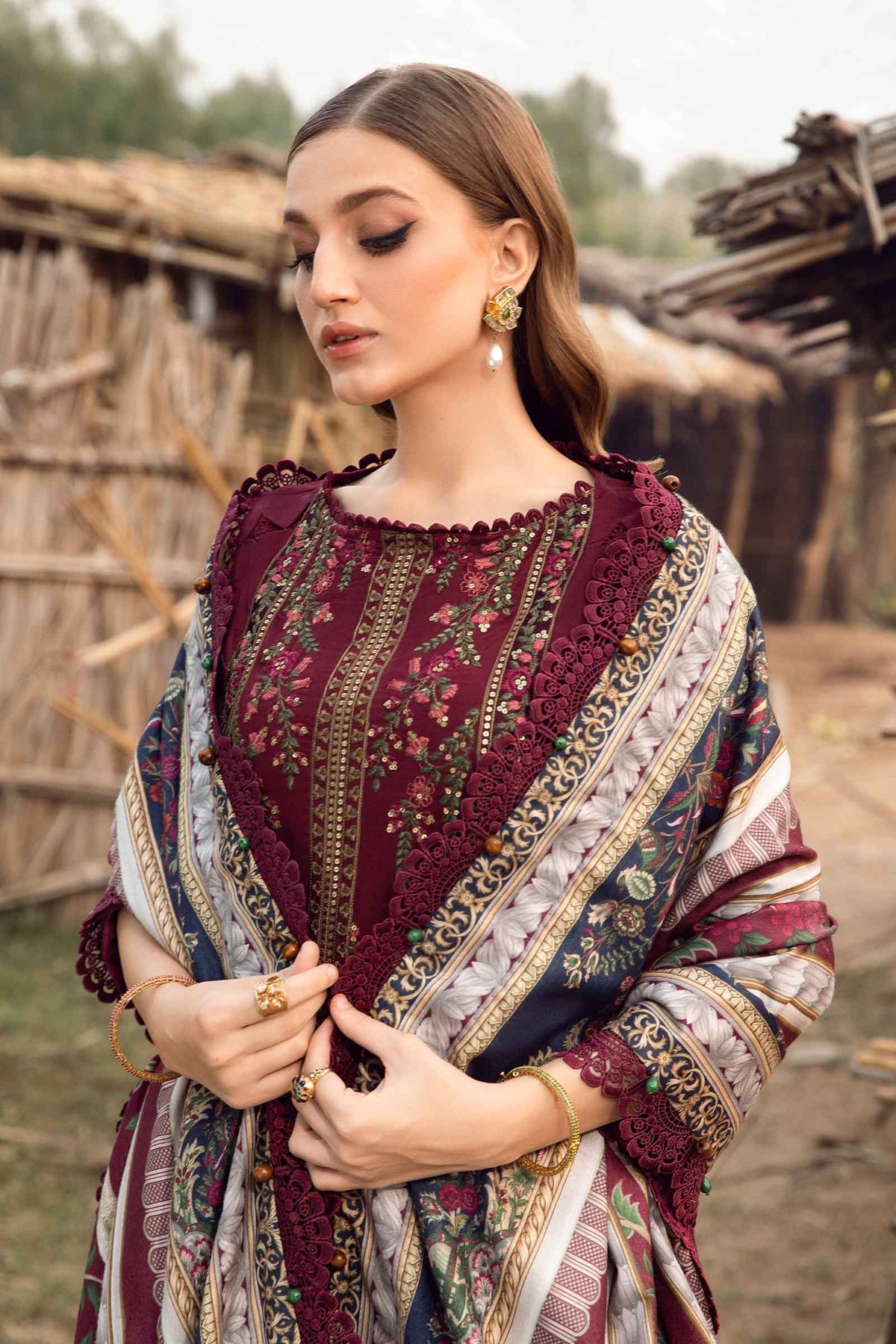 MARIA.B - 3 Piece Unstitched Printed Linen Suit | MPT-2406-B