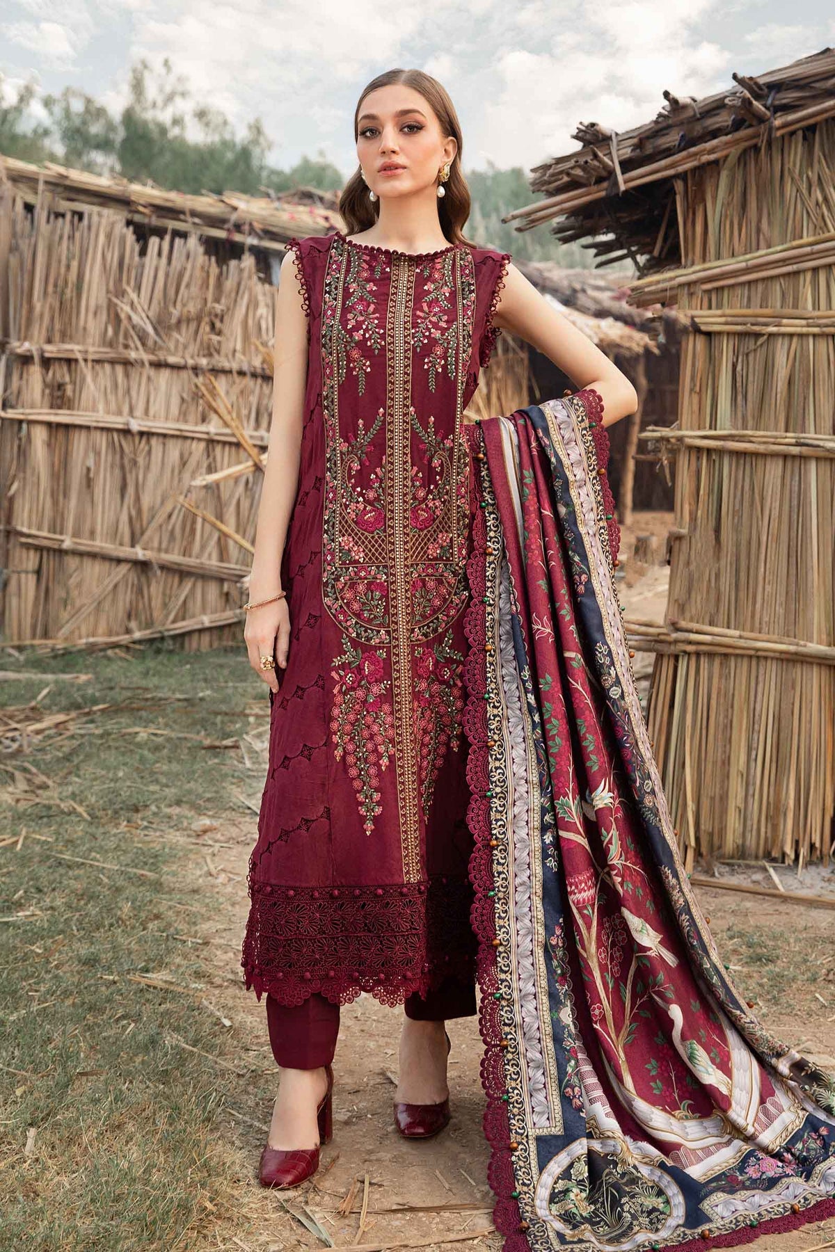 MARIA.B - 3 Piece Unstitched Printed Linen Suit | MPT-2406-B
