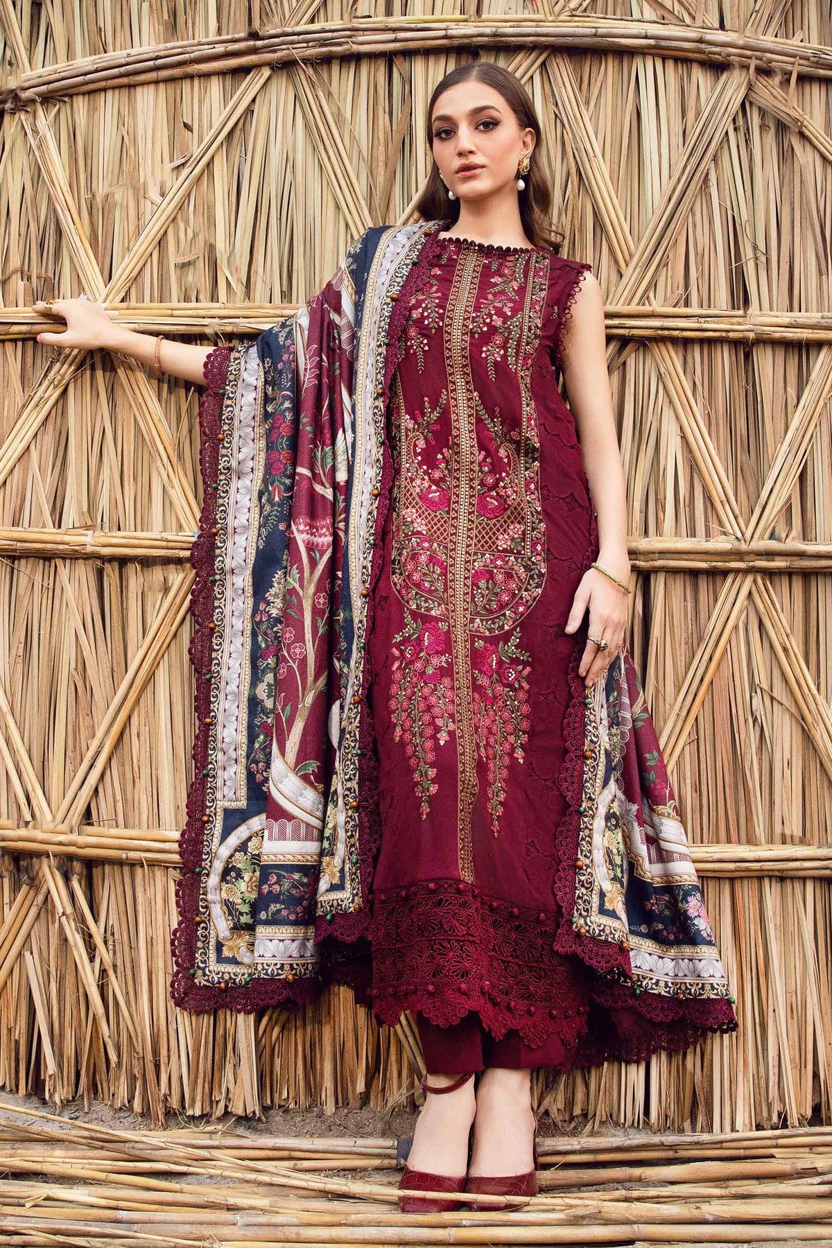 MARIA.B - 3 Piece Unstitched Printed Linen Suit | MPT-2406-B