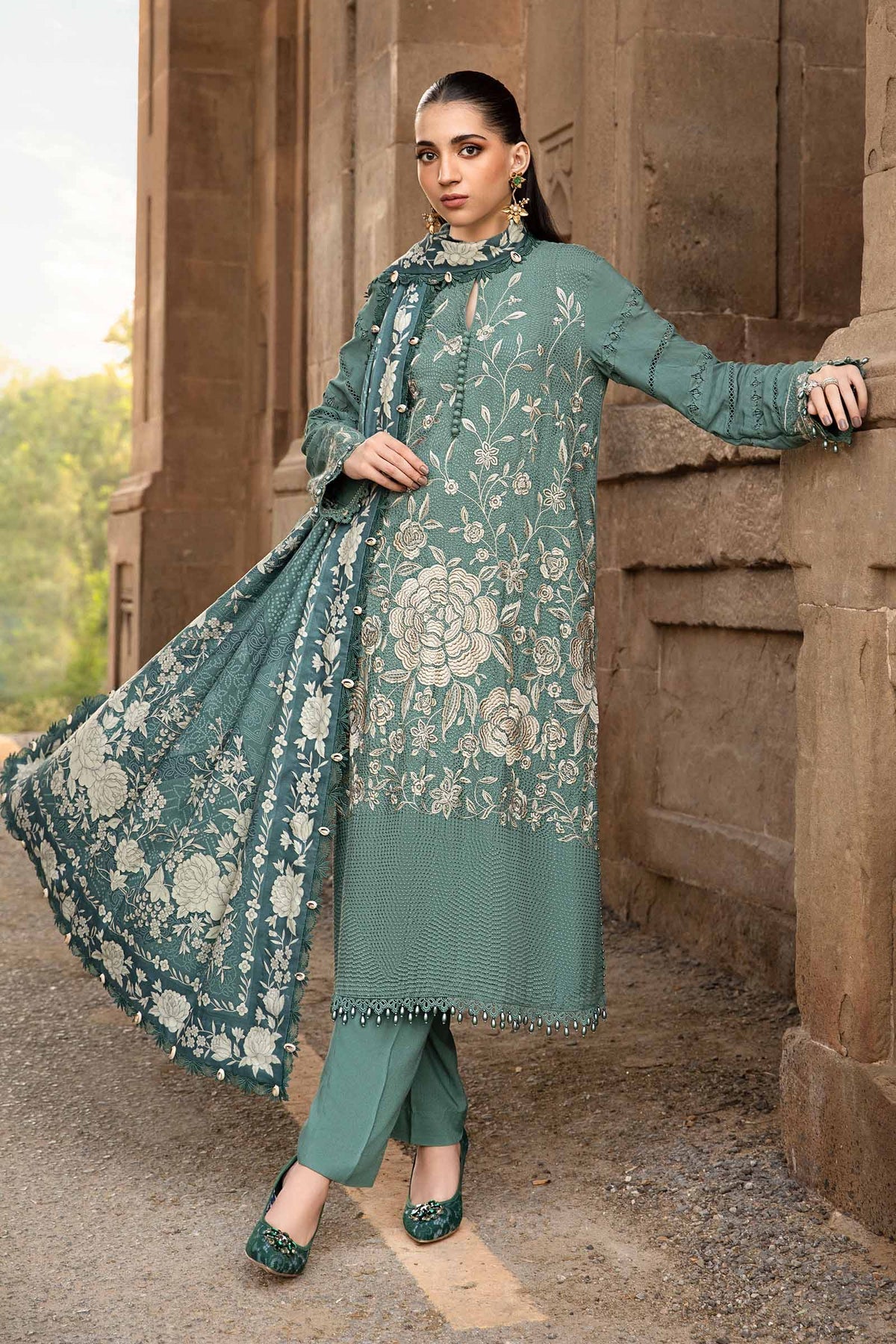 MARIA.B - 3 Piece Unstitched Printed Linen Suit | MPT-2408-A