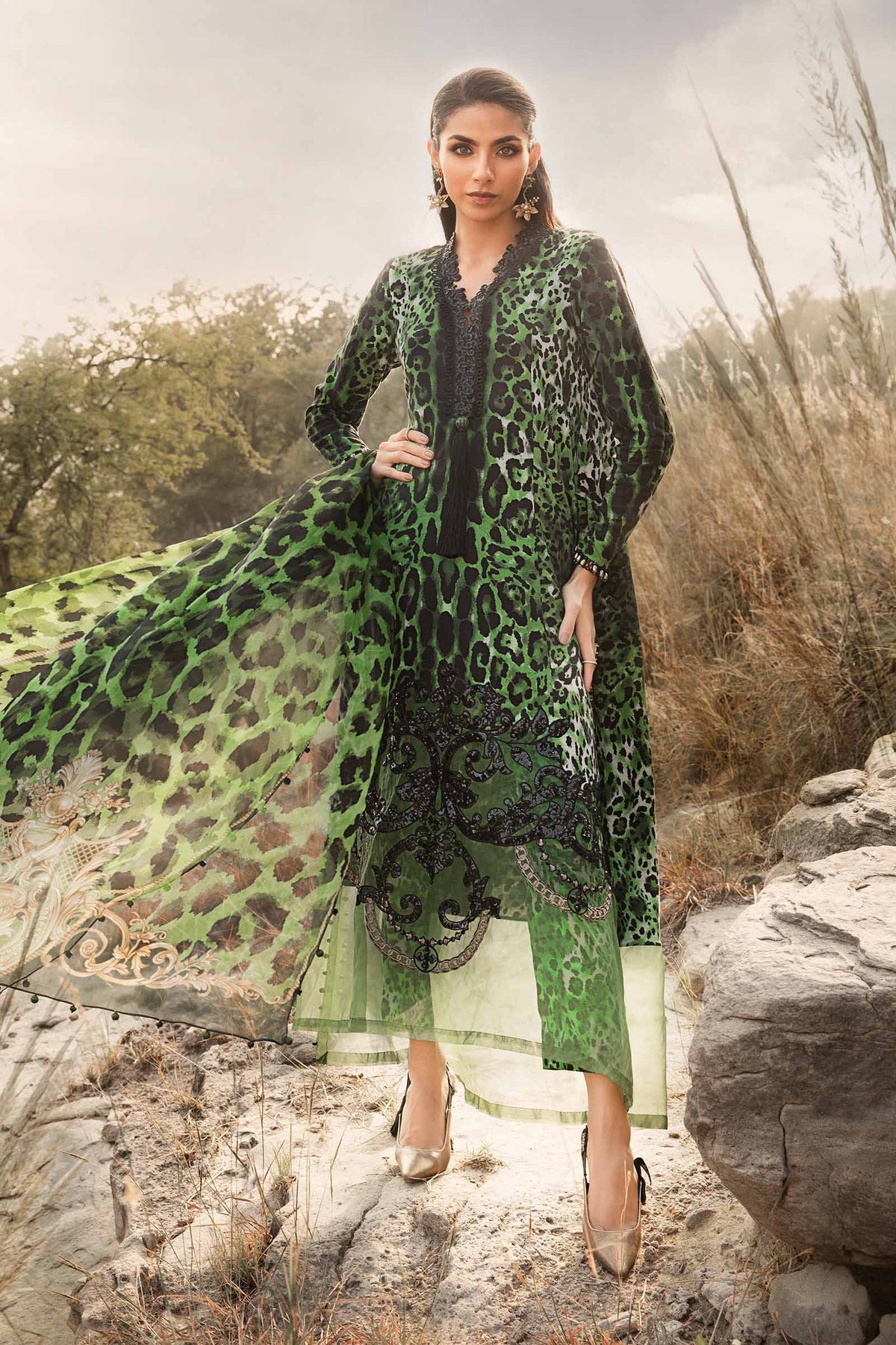 MARIA.B - 3 Piece Unstitched Printed Linen Suit | MPT-2409-A