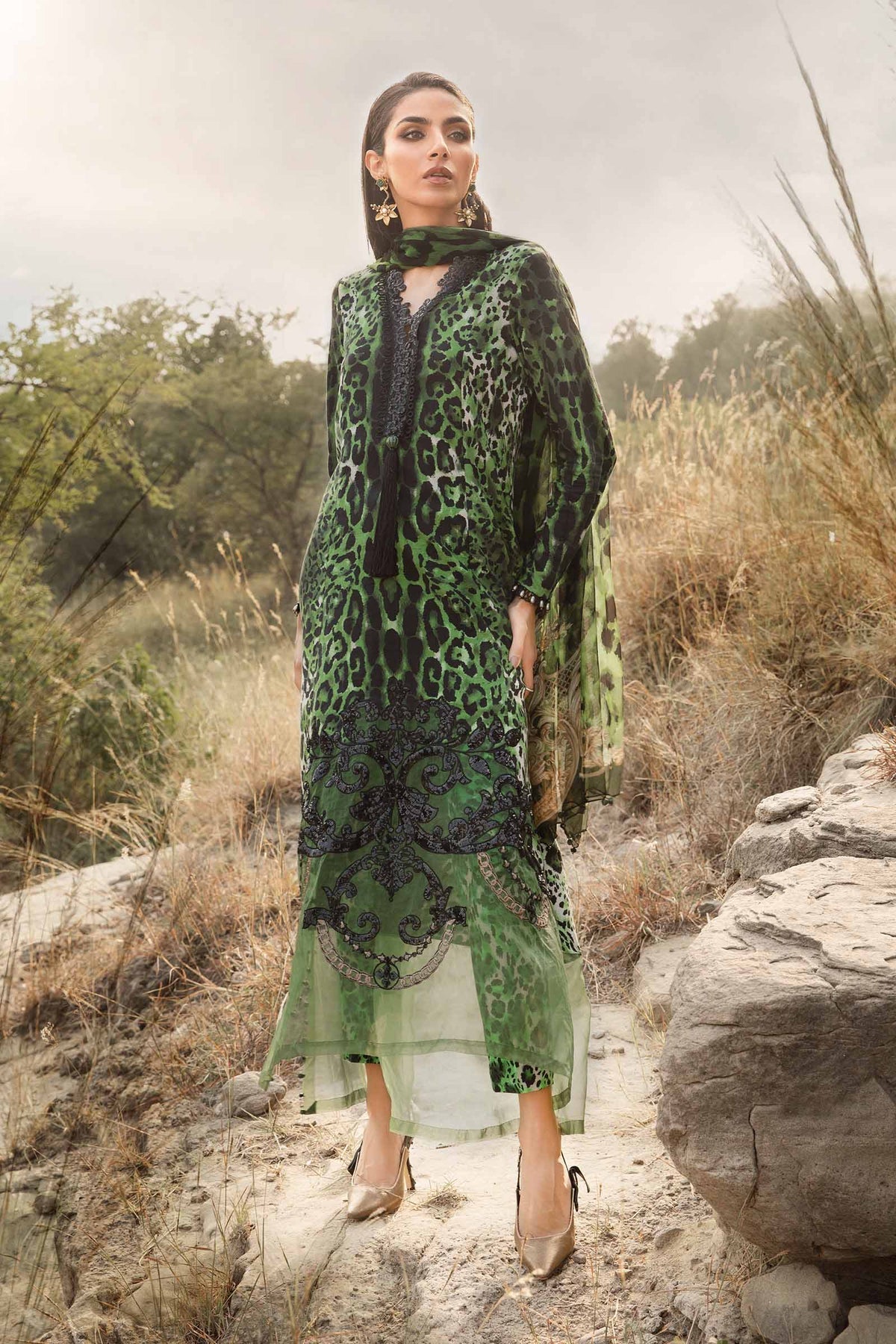 MARIA.B - 3 Piece Unstitched Printed Linen Suit | MPT-2409-A