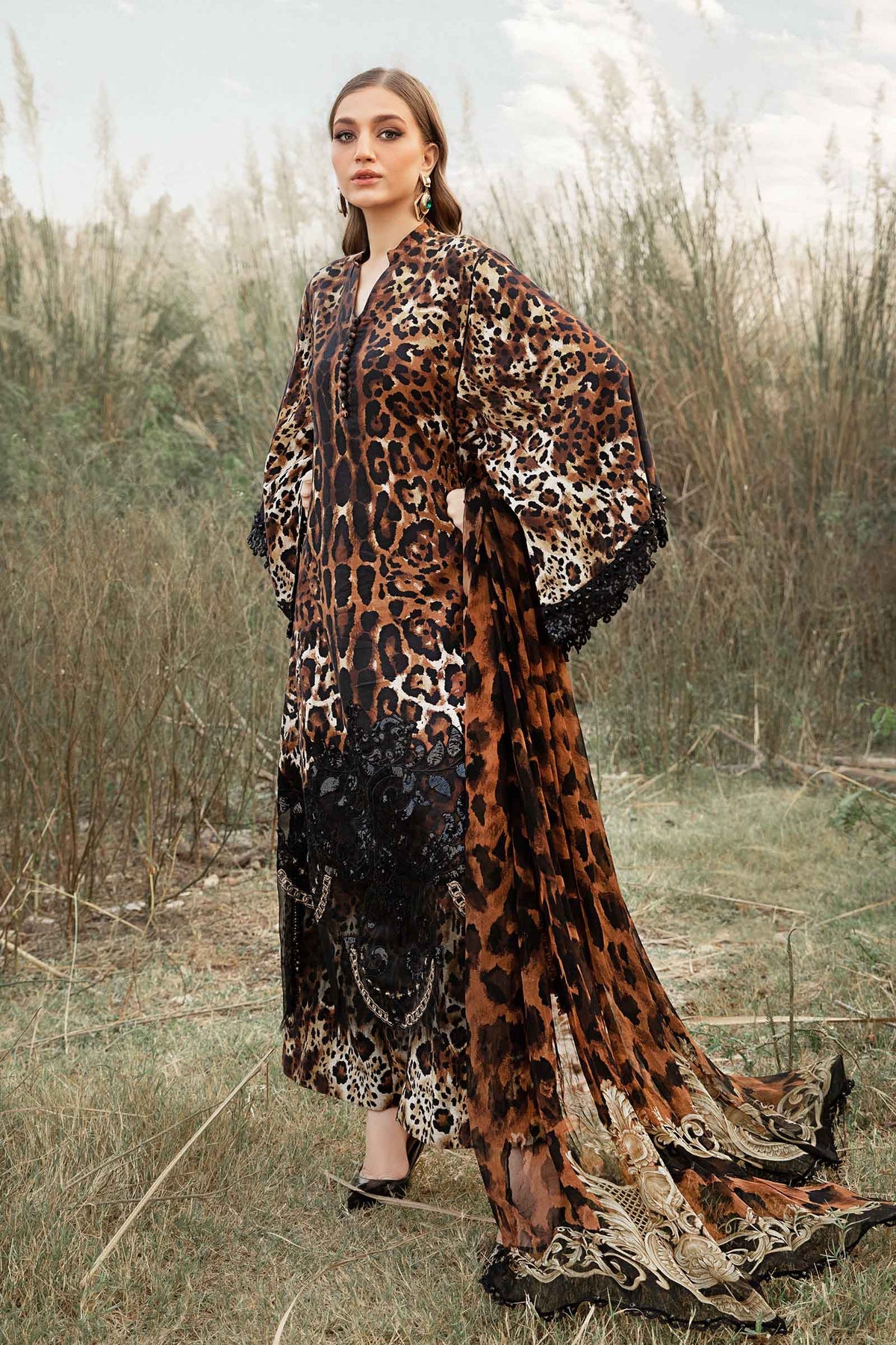 MARIA.B - 3 Piece Unstitched Printed Linen Suit | MPT-2409-B