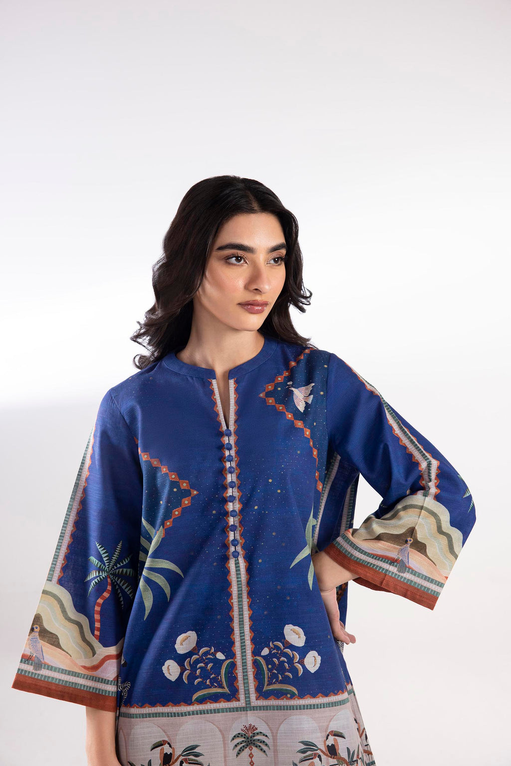 Stitched Printed Khaddar Shirt