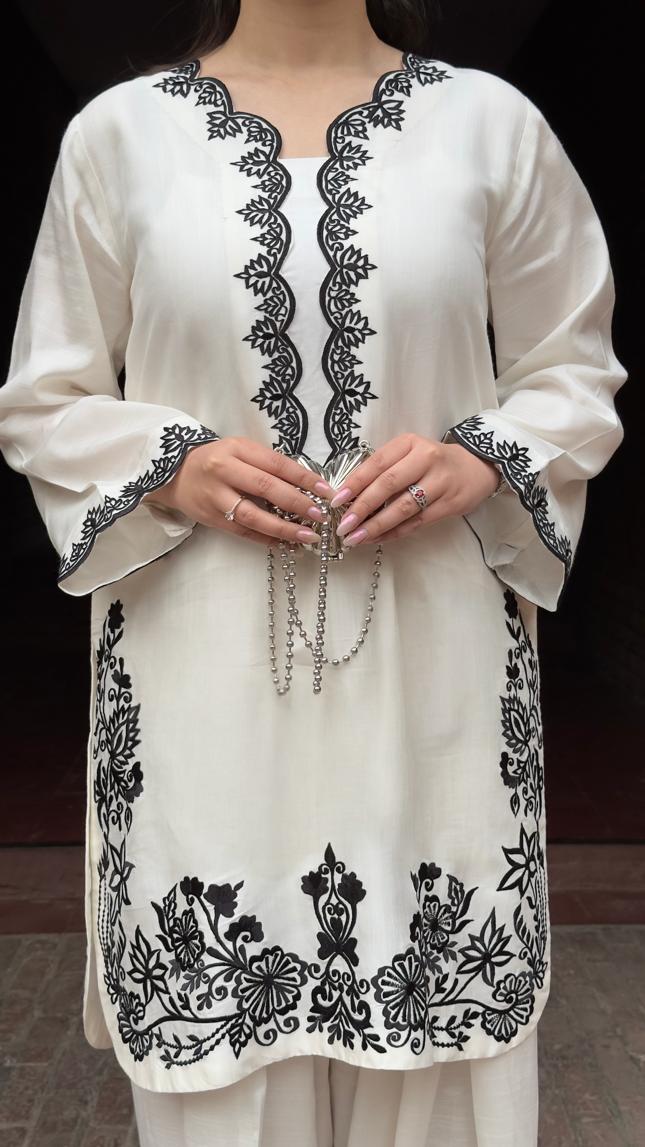 WHITE FARSHI SHALWAR SET