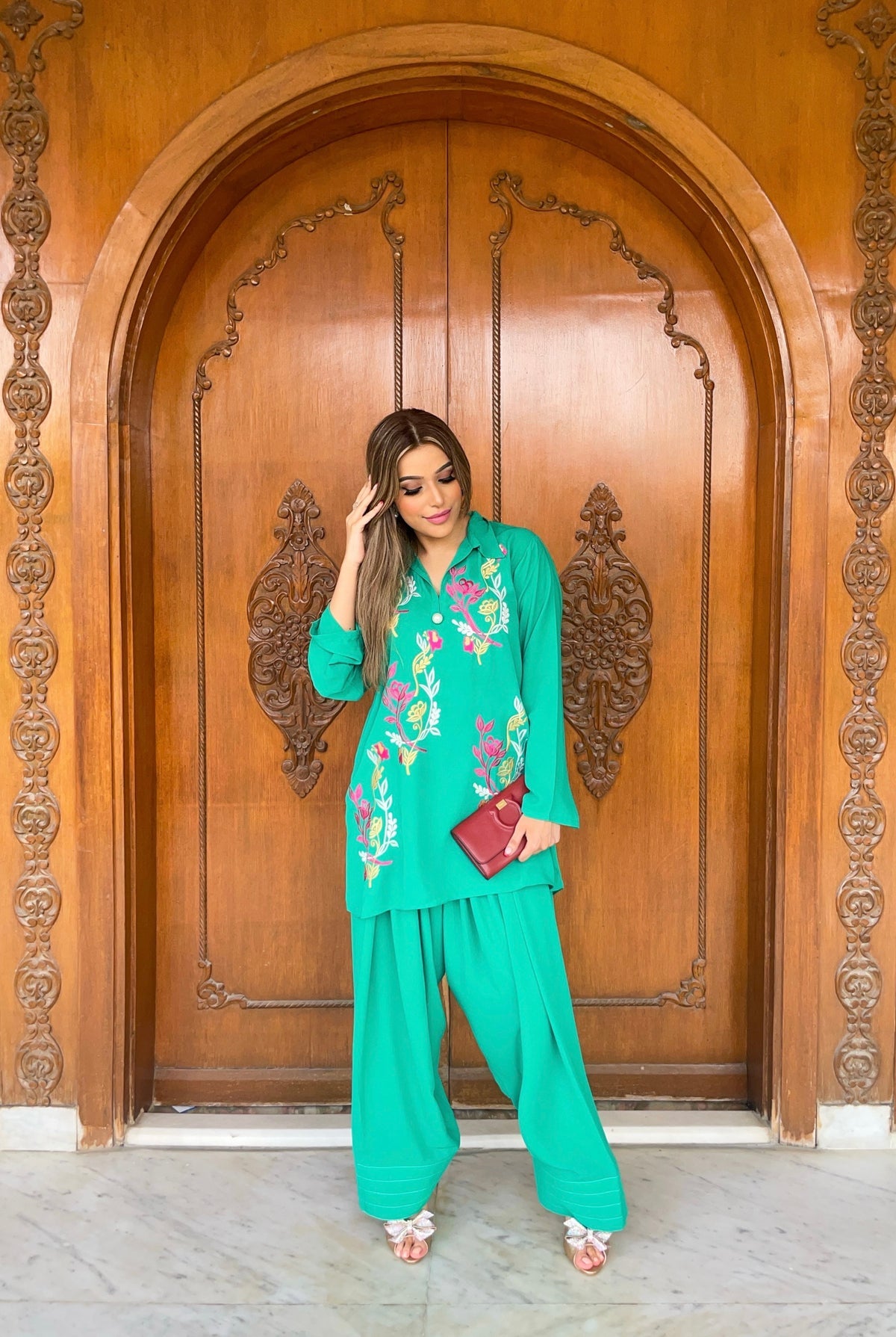 GREEN AURA FARSHI SHALWAR SET
