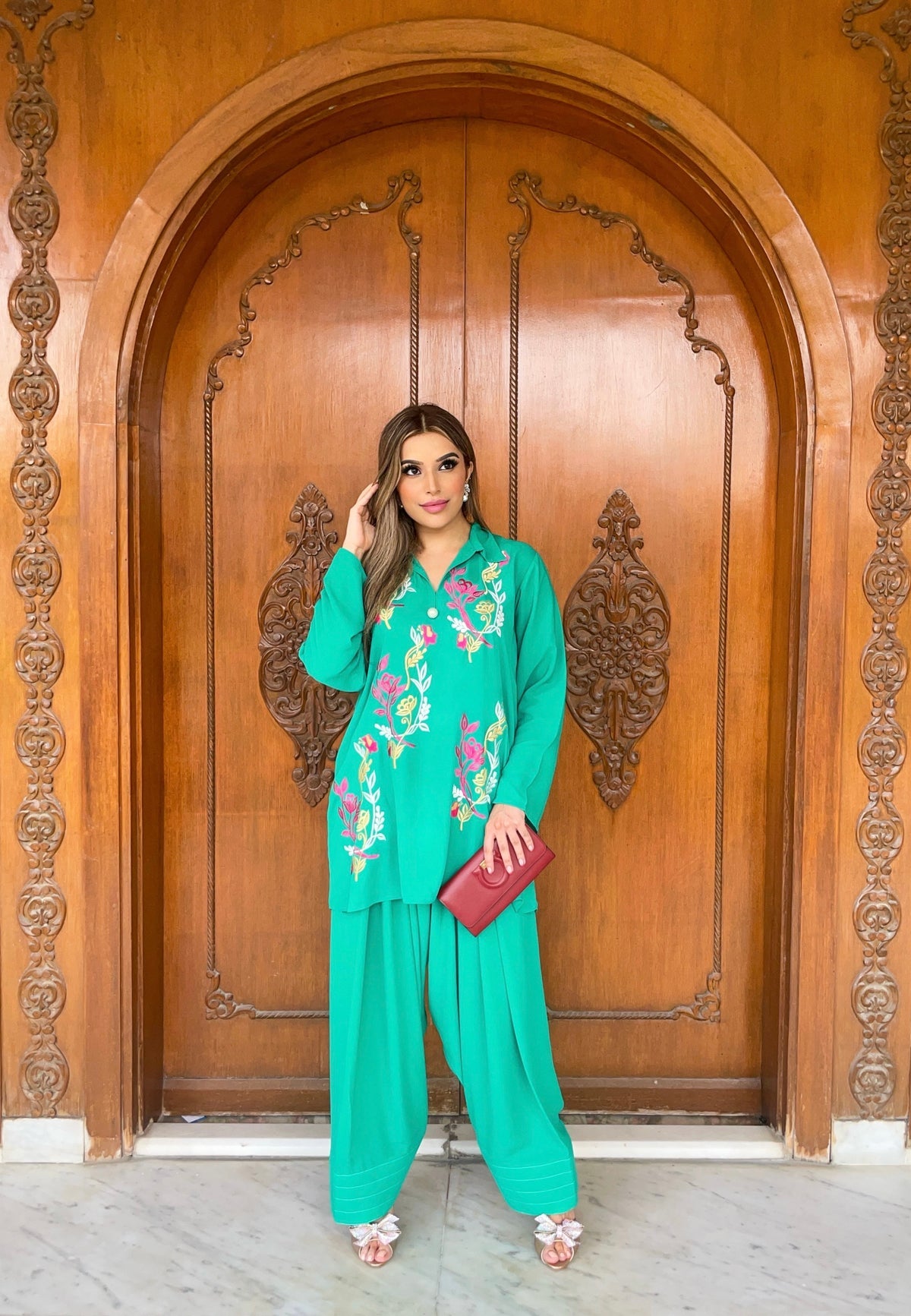 GREEN AURA FARSHI SHALWAR SET