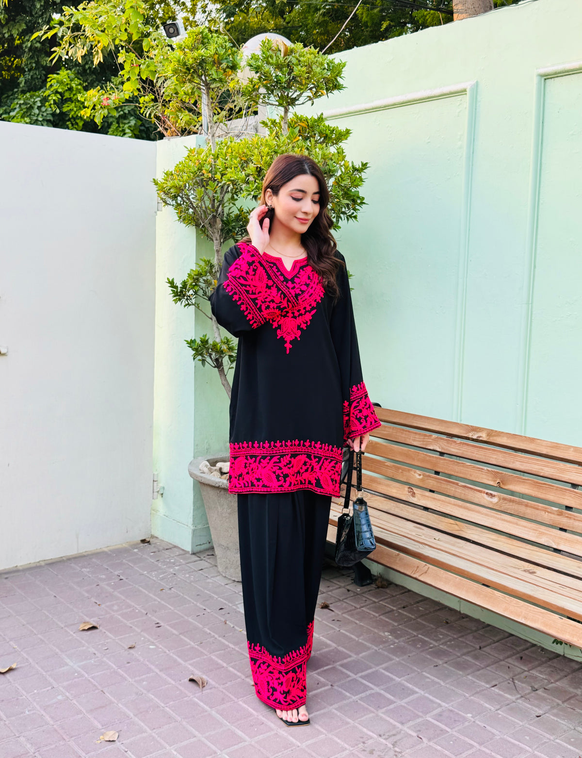 PINK EMBROIDERED SET WITH FARSHI SALWAR