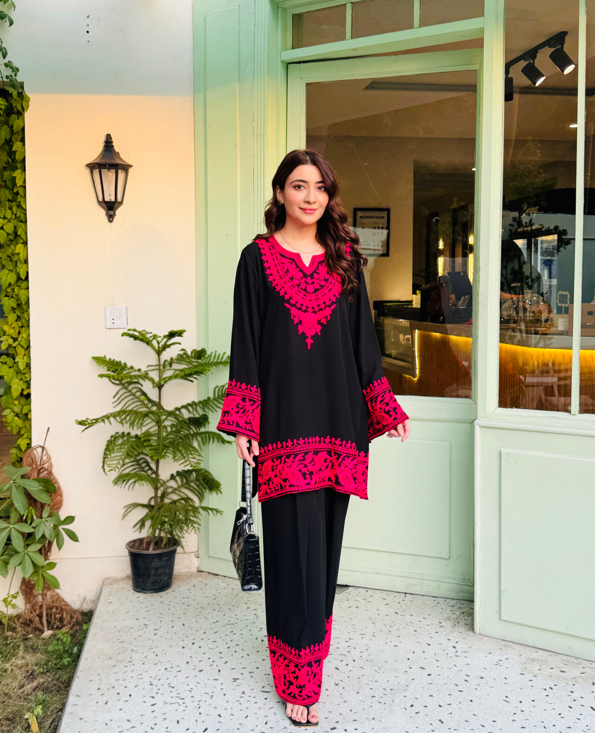 PINK EMBROIDERED SET WITH FARSHI SALWAR