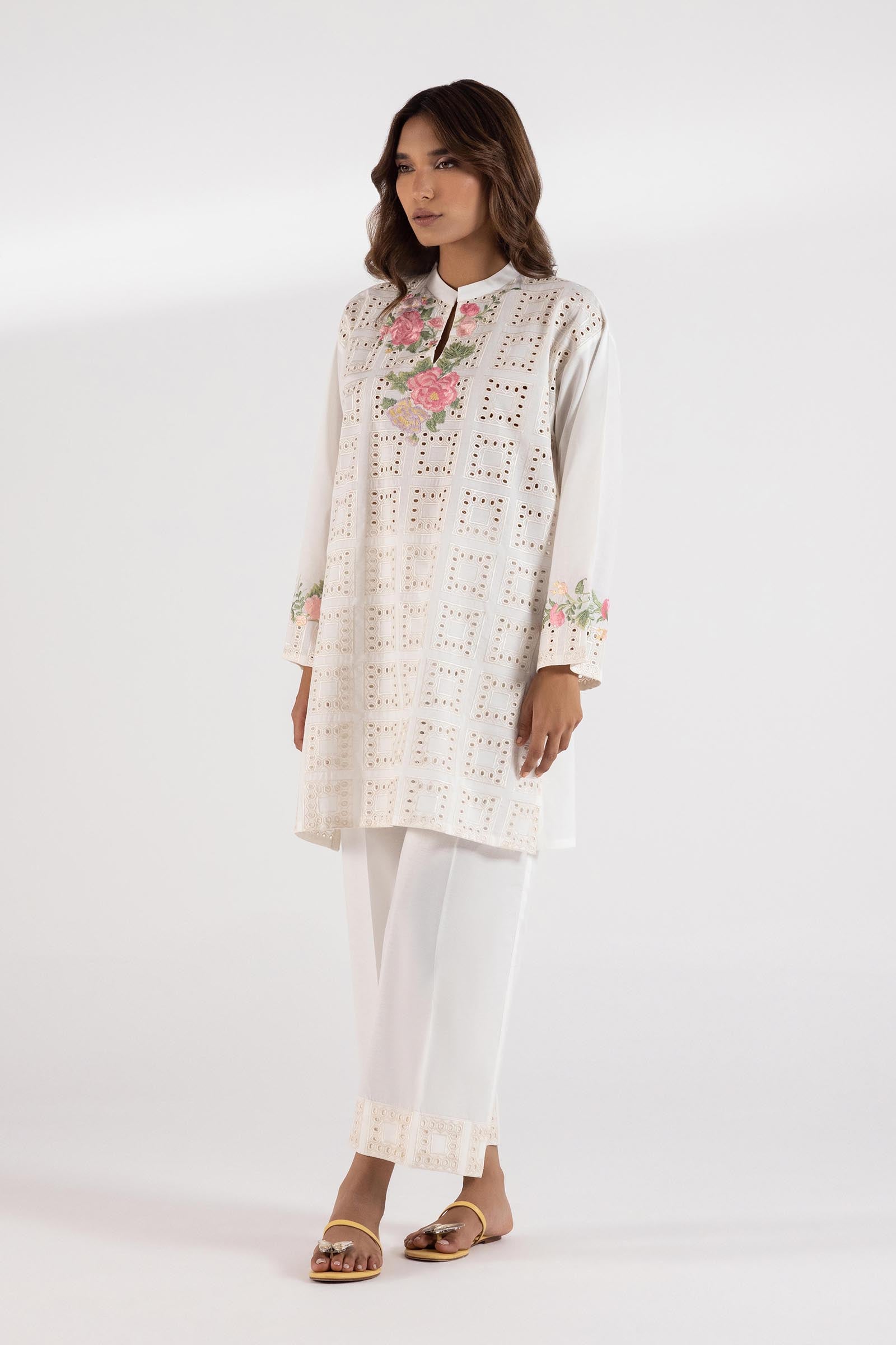 Stitched Lawn Embroidered Shirt + Culotte - SS25SGE411P2T