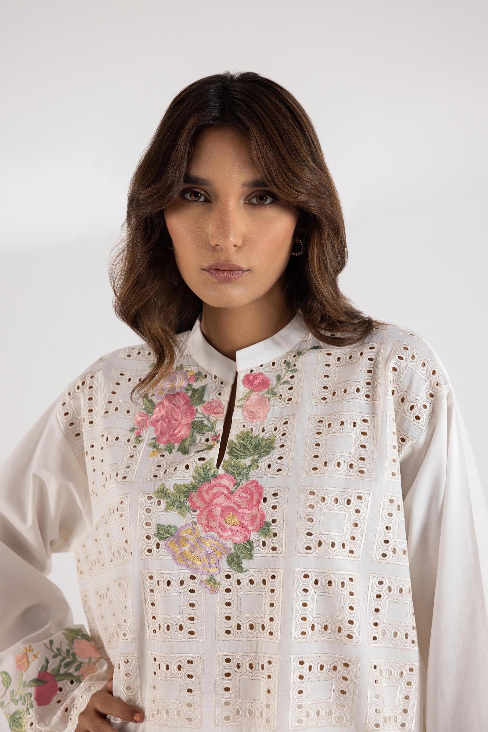 Stitched Lawn Embroidered Shirt + Culotte - SS25SGE411P2T