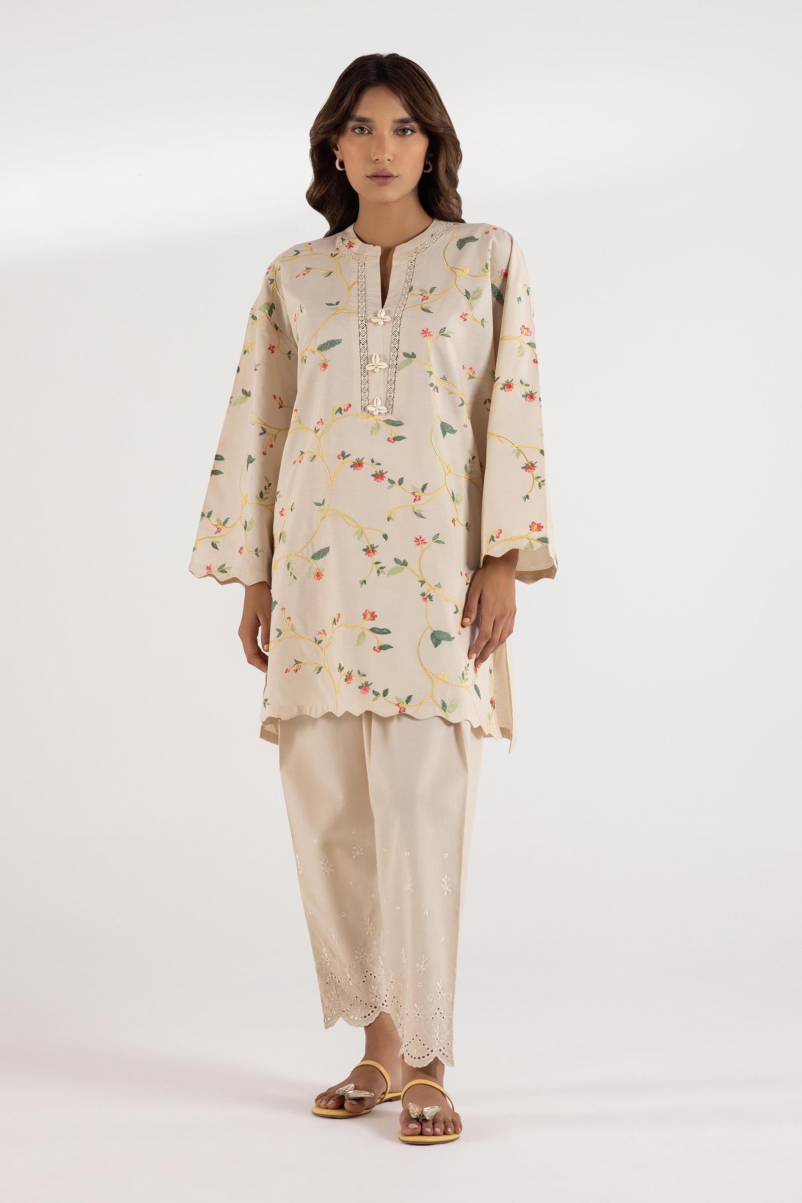 Stitched Embroidered lawn Shirt - SS25SGE435