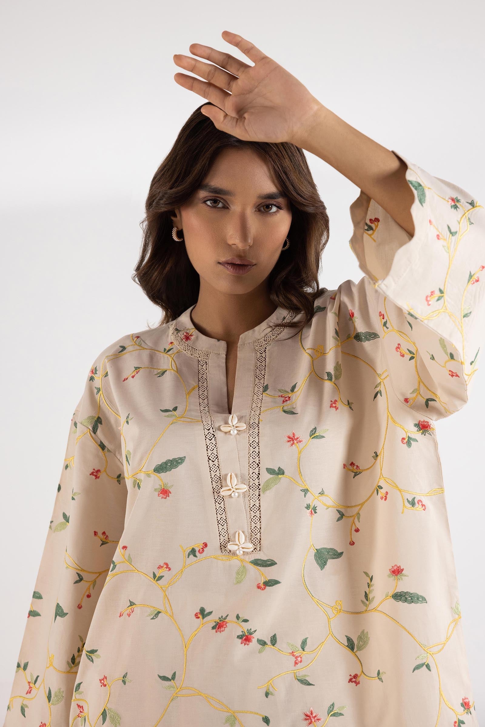 Stitched Embroidered lawn Shirt - SS25SGE435