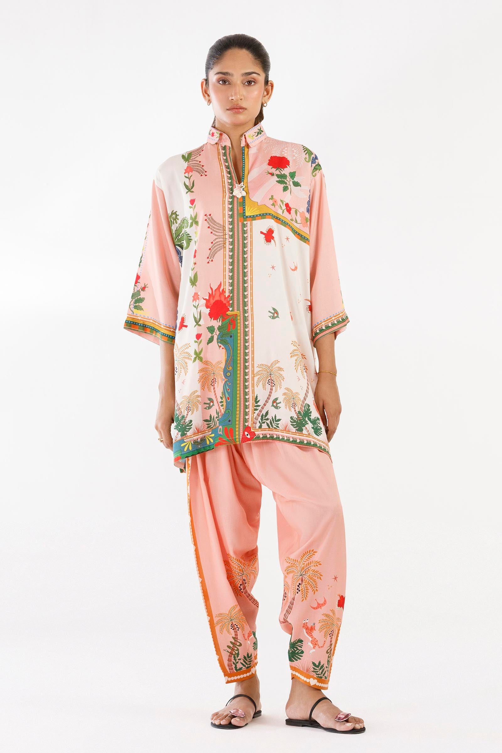 Stitched Printed Linen Shirt + Shalwar - SS26BSP129P2T