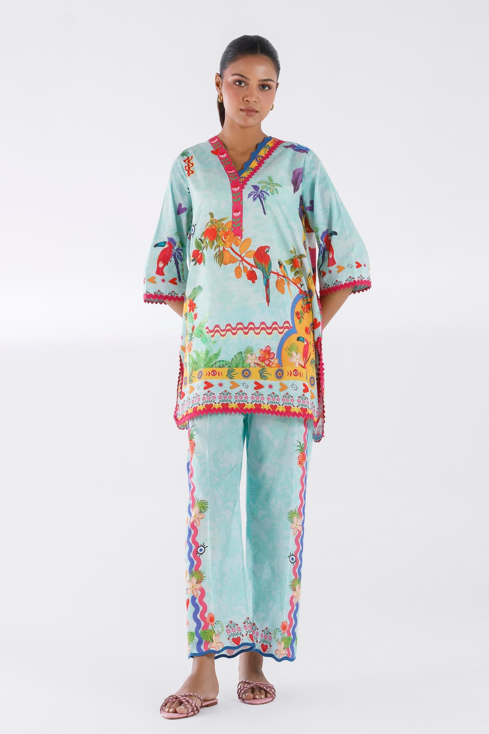 Stitched Printed Lawn Shirt+ Culotte - SS26BSP173P2T