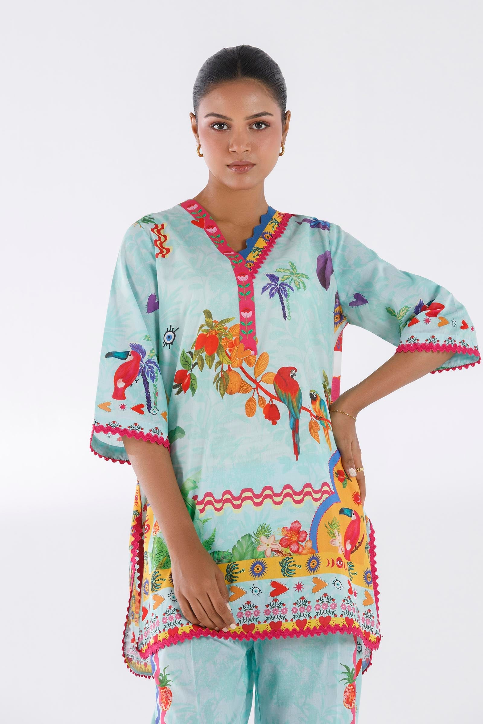 Stitched Printed Lawn Shirt+ Culotte - SS26BSP173P2T