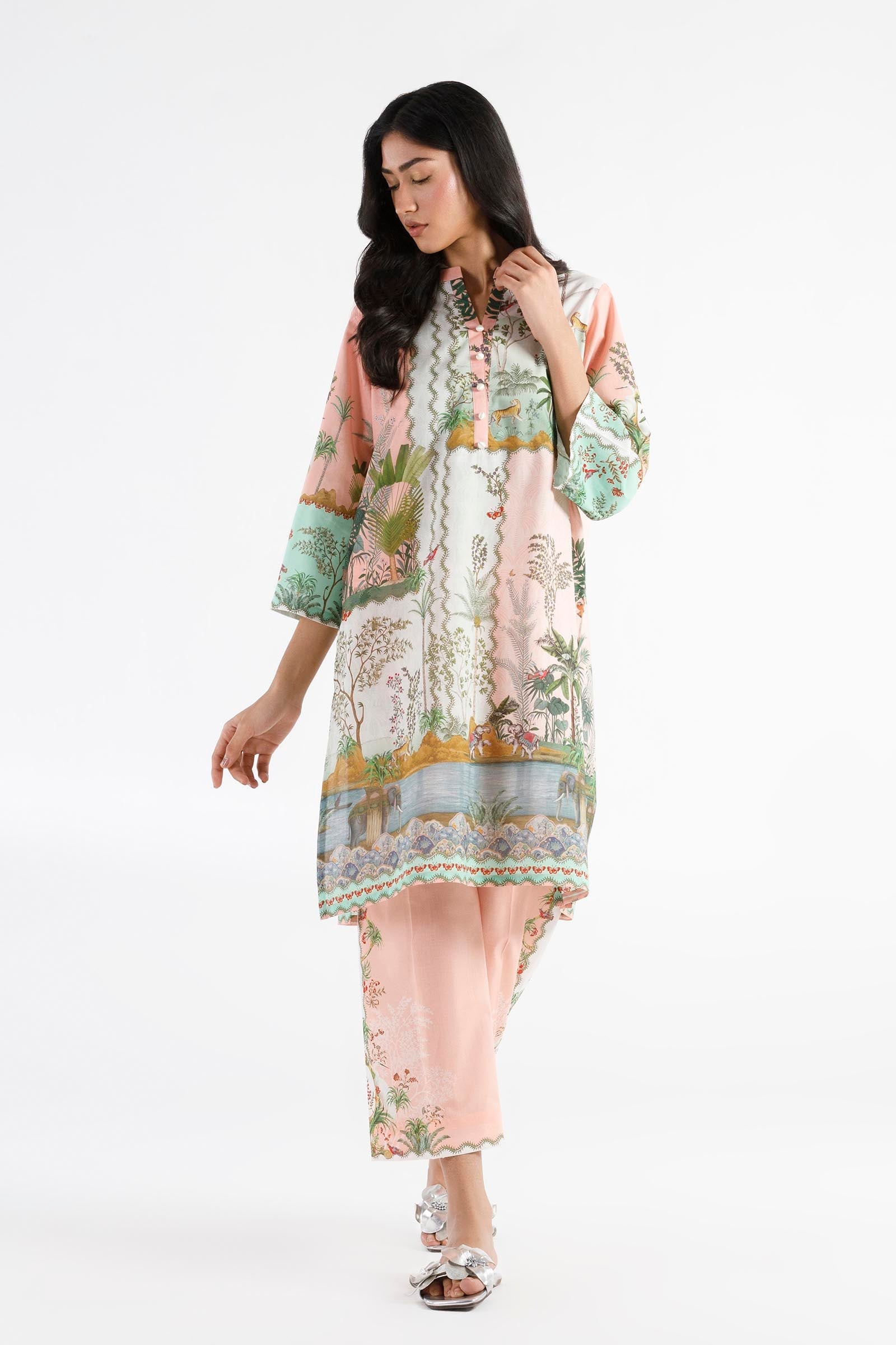 Stitched Printed Lawn Shirt+ Culotte - SS26BSP196P2T