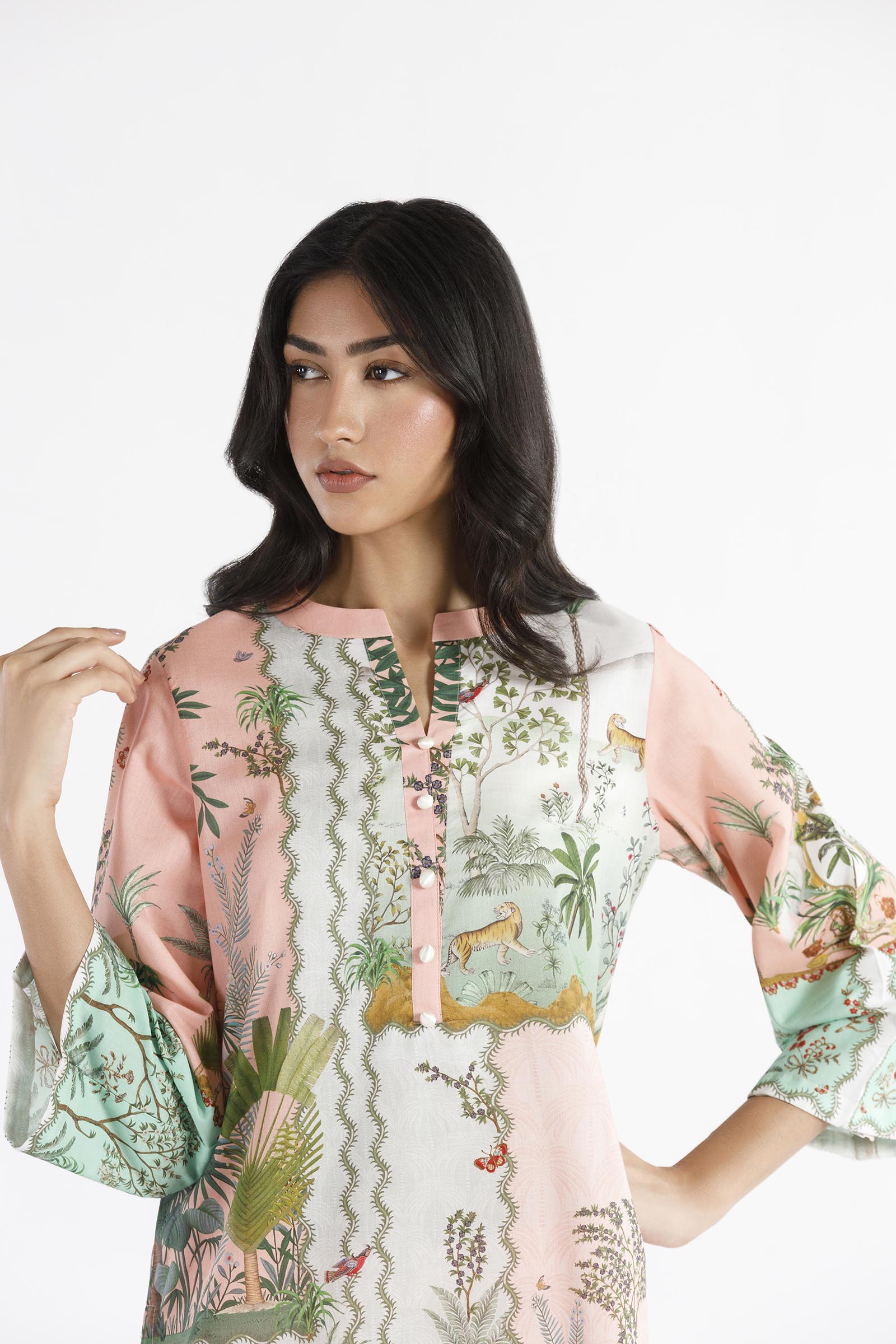 Stitched Printed Lawn Shirt+ Culotte - SS26BSP196P2T