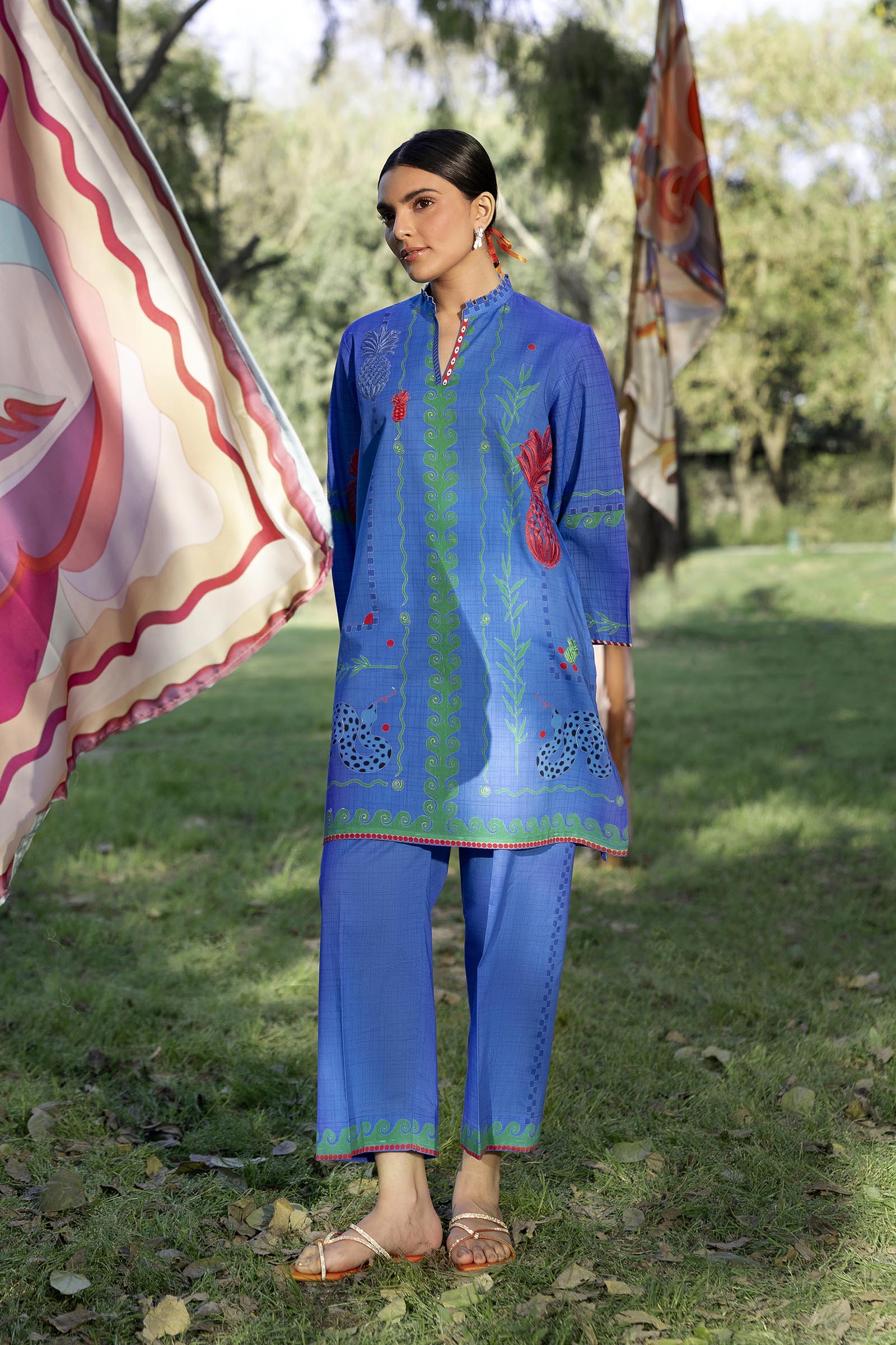 Stitched Embroidered Lawn Shirt + Culotte - SS26ESE301P2T