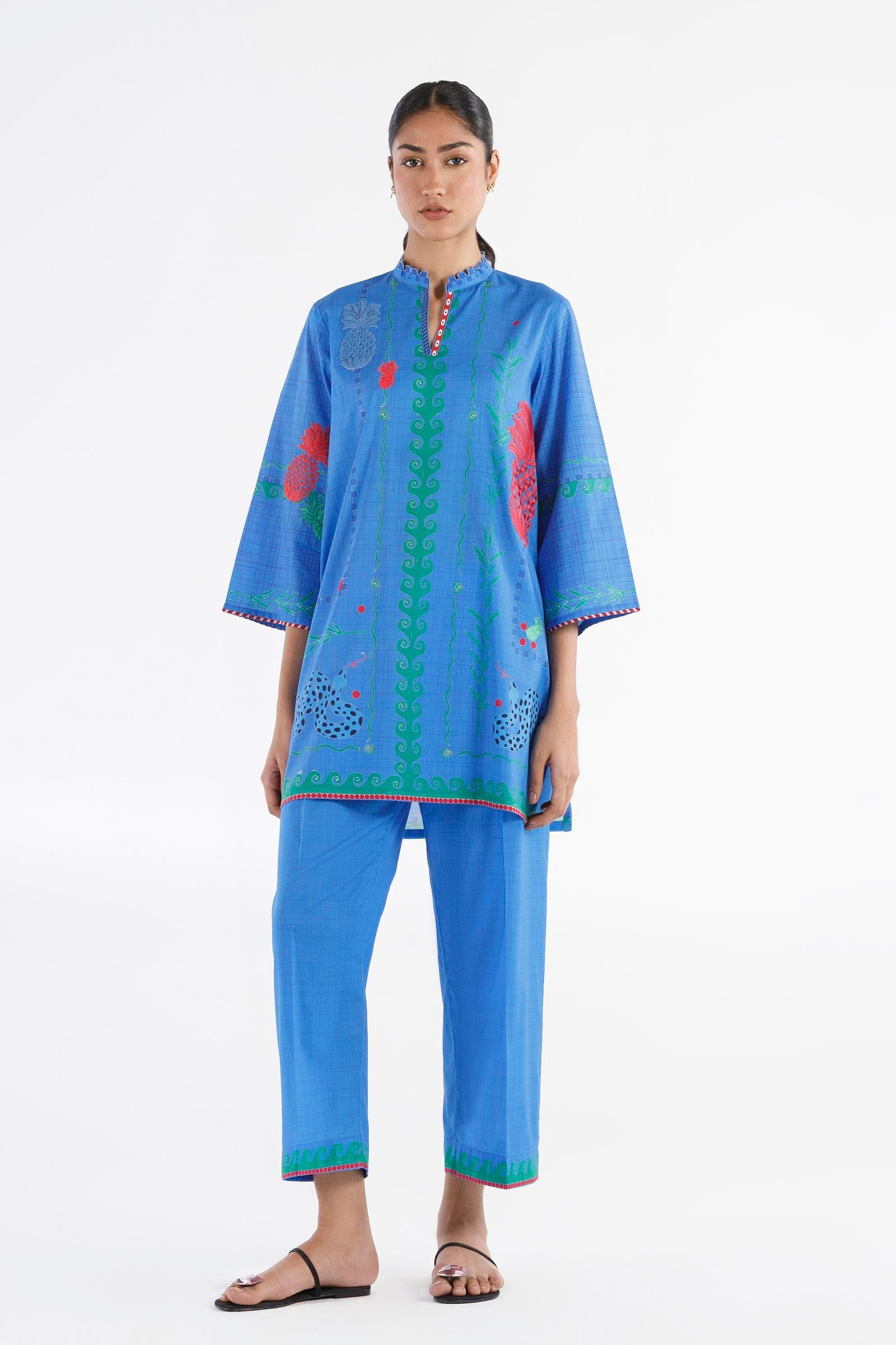 Stitched Embroidered Lawn Shirt + Culotte - SS26ESE301P2T
