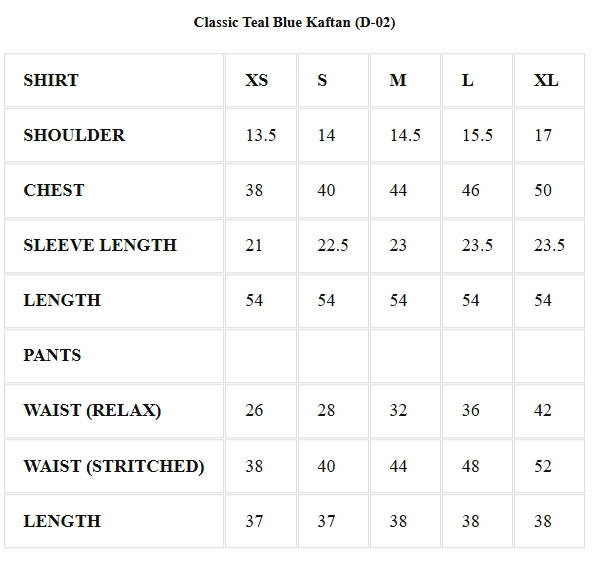 Classic Teal Blue Kaftan (D-02)
